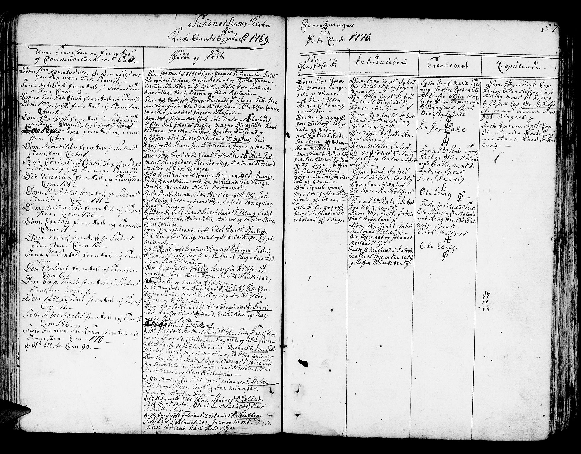 Lindås Sokneprestembete, AV/SAB-A-76701/H/Haa/Haaa/L0004: Parish register (official) no. A 4, 1764-1791, p. 57