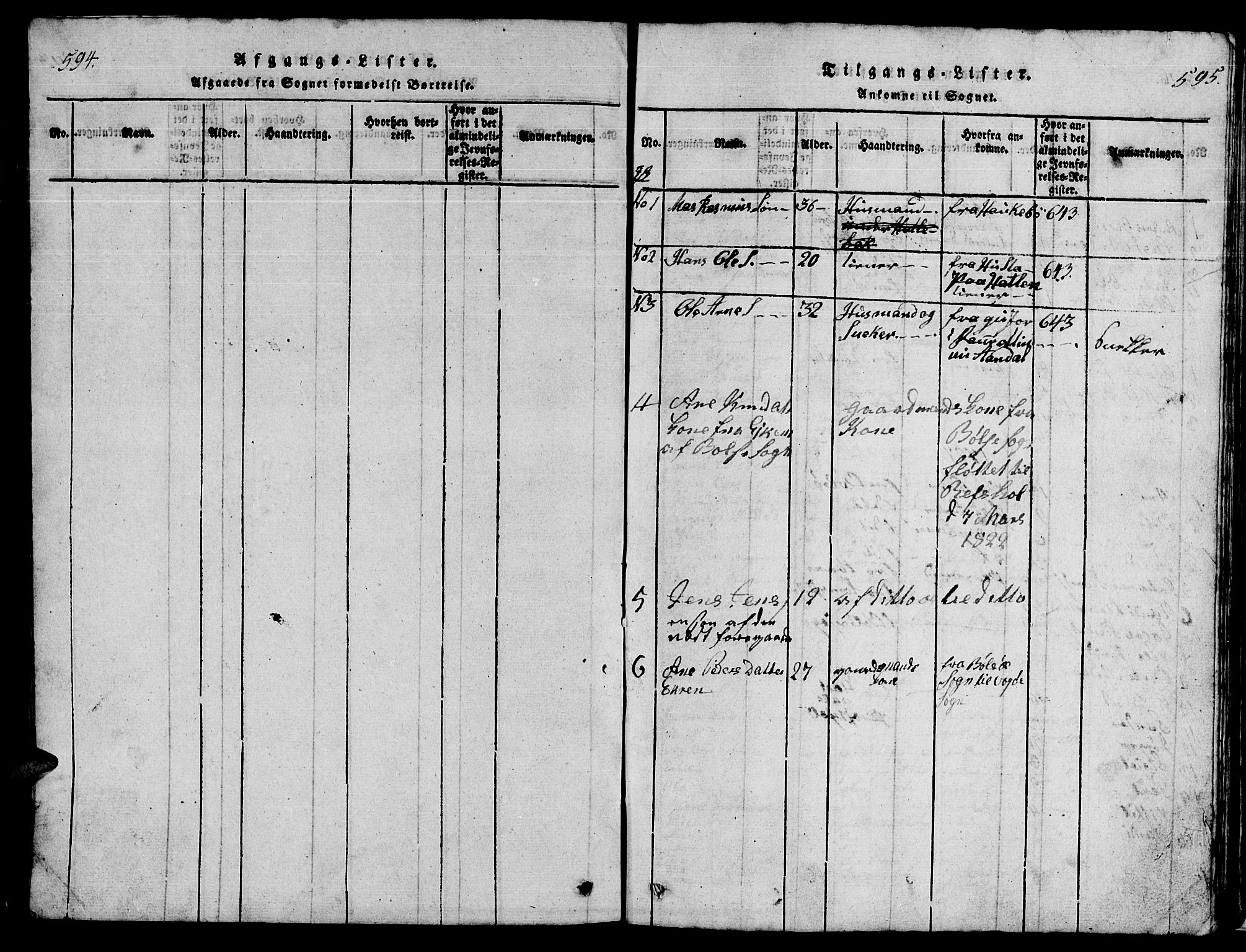 Ministerialprotokoller, klokkerbøker og fødselsregistre - Møre og Romsdal, AV/SAT-A-1454/565/L0752: Parish register (copy) no. 565C01, 1817-1844, p. 594-595