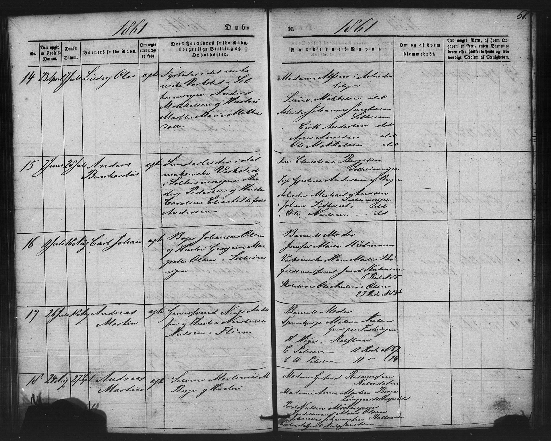 St. Jørgens hospital og Årstad sokneprestembete, AV/SAB-A-99934: Parish register (copy) no. A 2, 1843-1863, p. 68