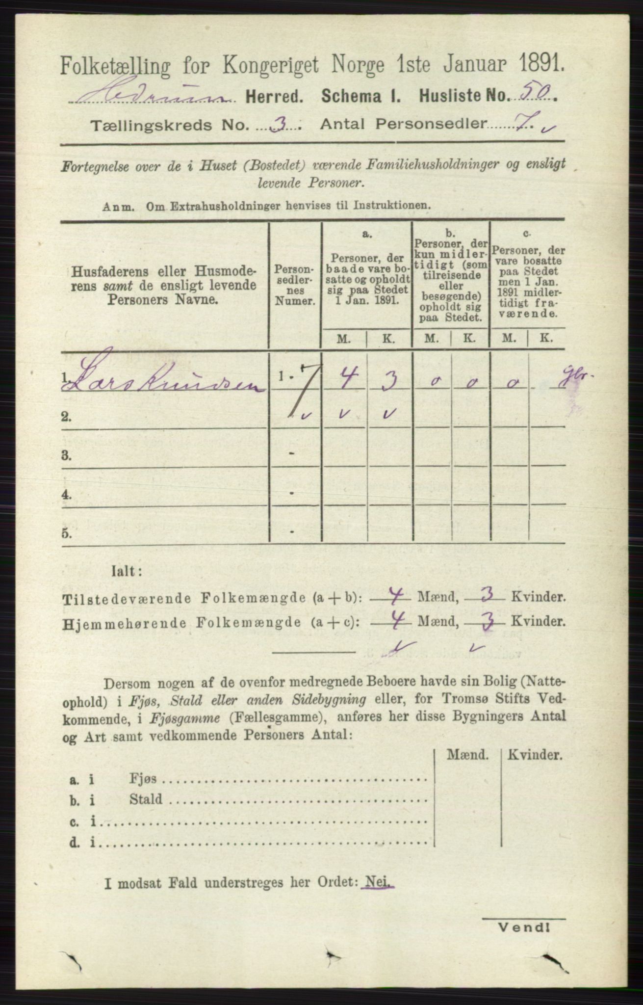 RA, 1891 census for 0727 Hedrum, 1891, p. 972