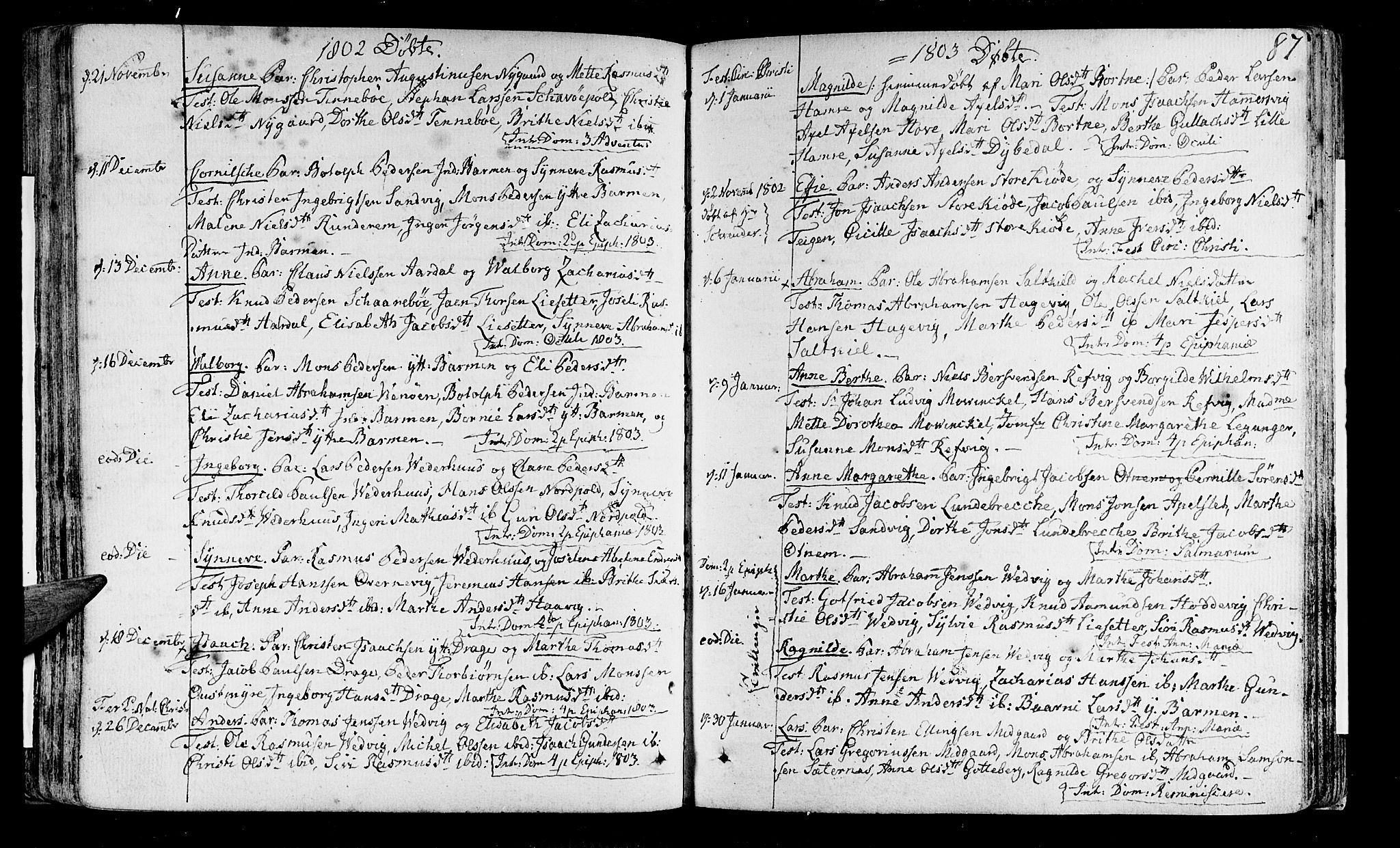 Selje sokneprestembete, AV/SAB-A-99938/H/Ha/Haa/Haaa: Parish register (official) no. A 6, 1782-1806, p. 87