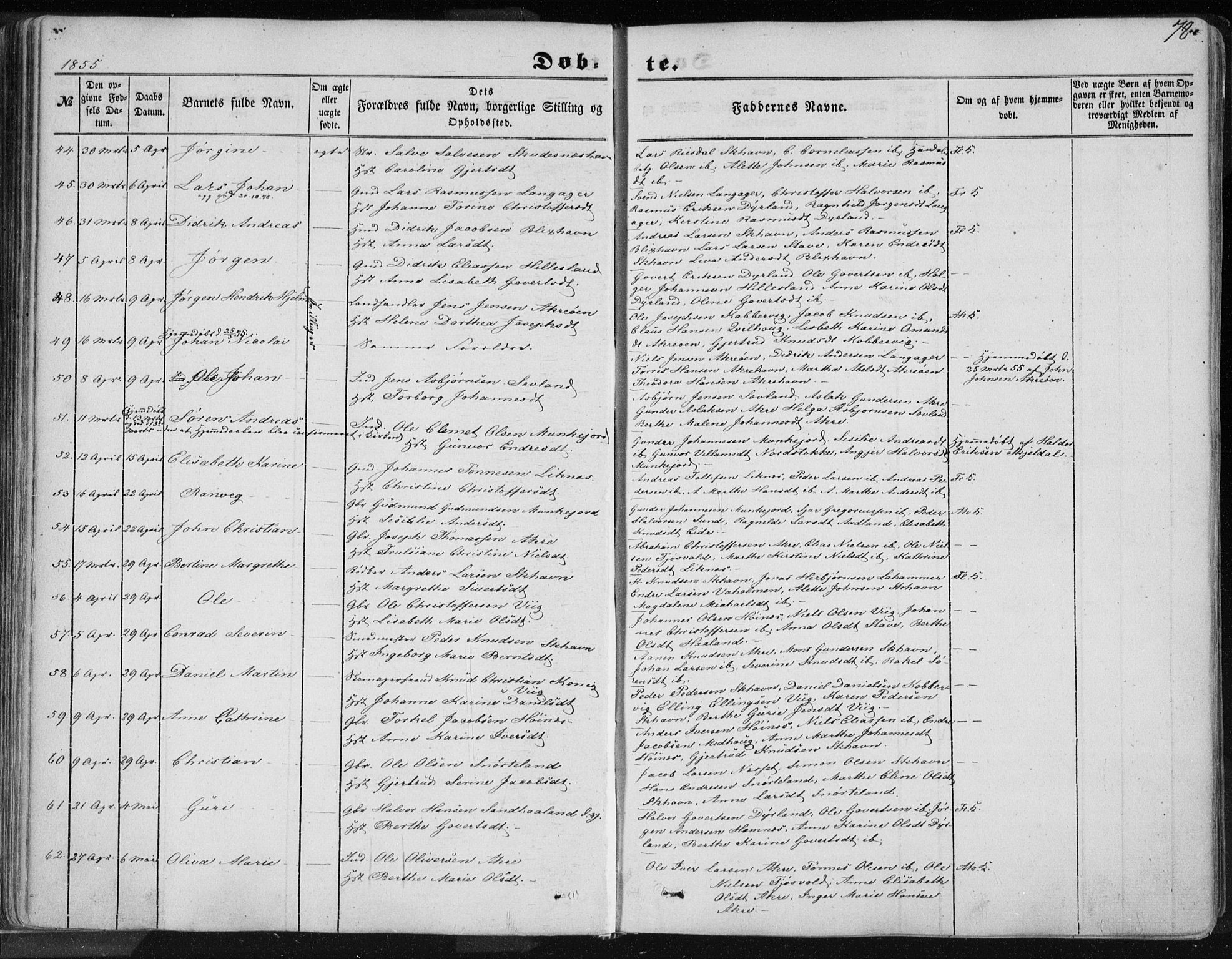 Skudenes sokneprestkontor, AV/SAST-A -101849/H/Ha/Haa/L0004: Parish register (official) no. A 3.1, 1847-1863, p. 78