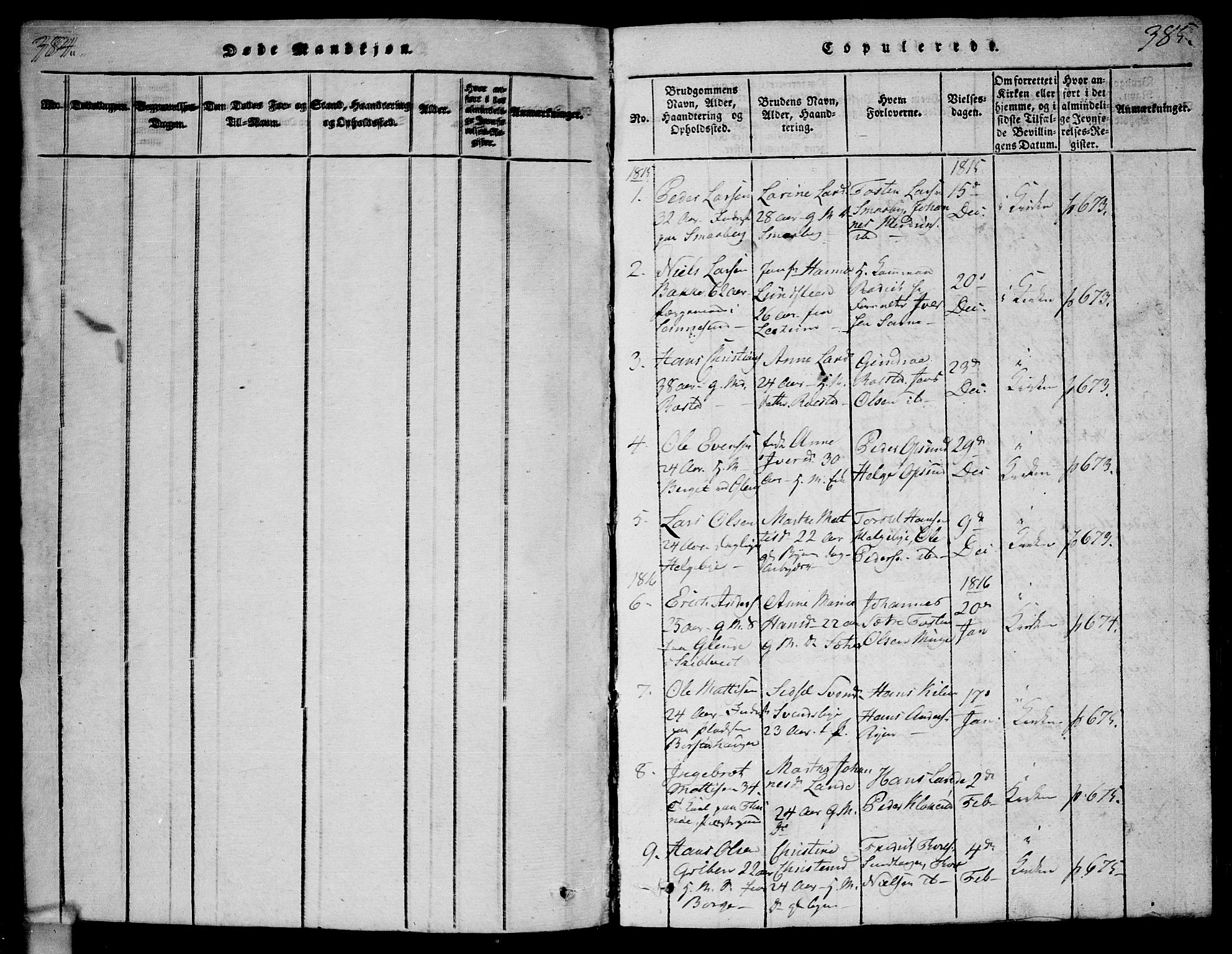 Tune prestekontor Kirkebøker, AV/SAO-A-2007/G/Ga/L0001: Parish register (copy) no. I 1, 1815-1822, p. 384-385