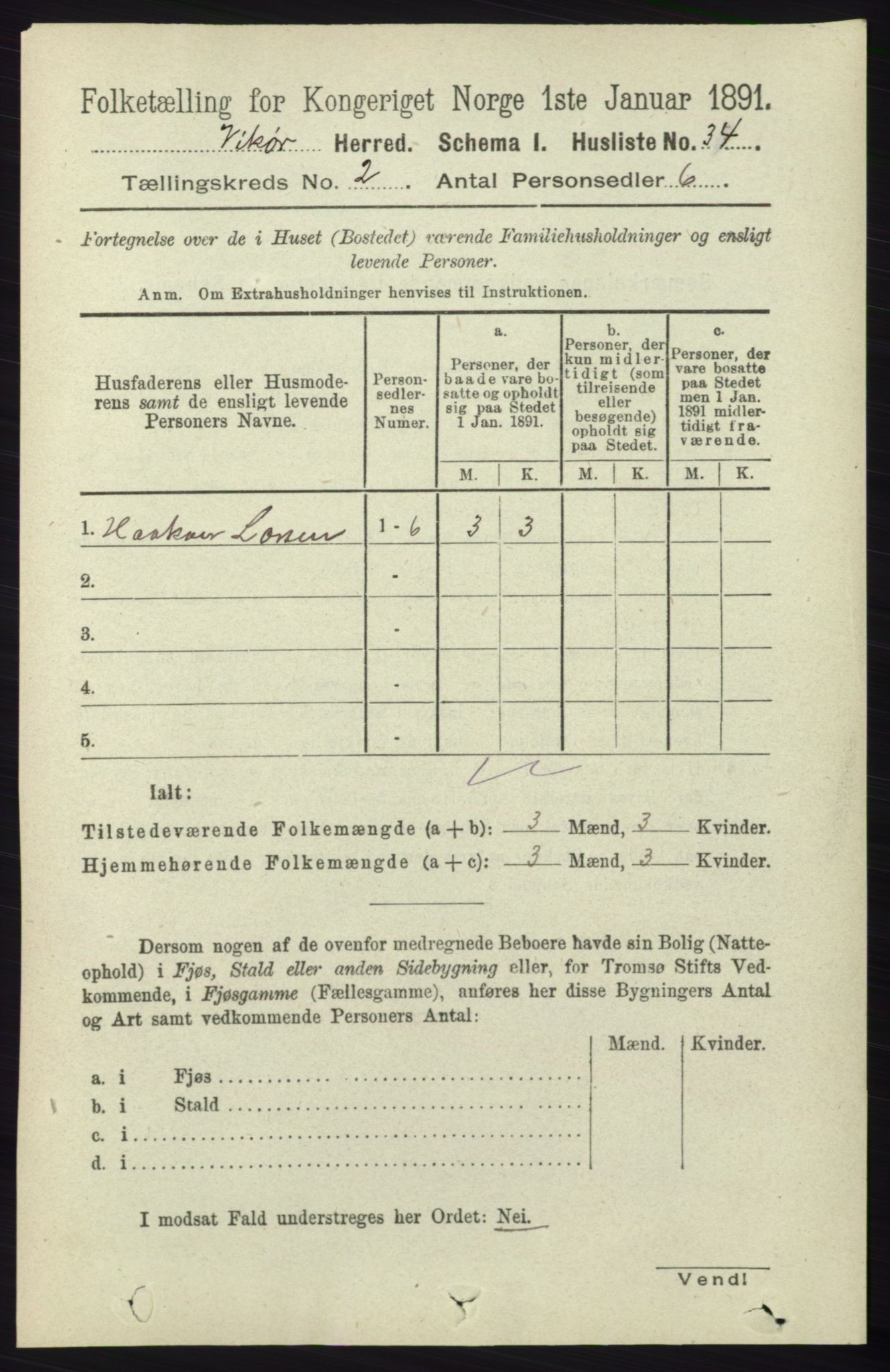 RA, 1891 census for 1238 Vikør, 1891, p. 476