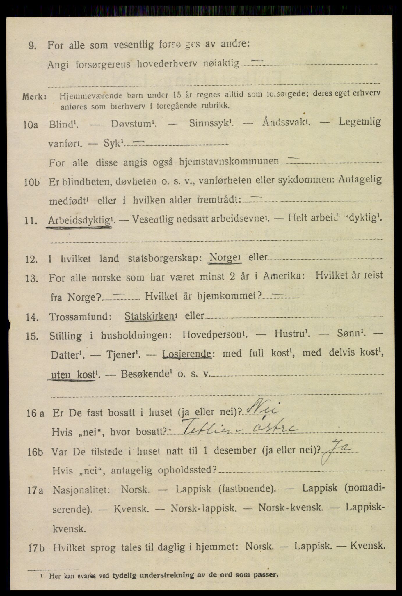 SAT, 1920 census for Leksvik, 1920, p. 1119