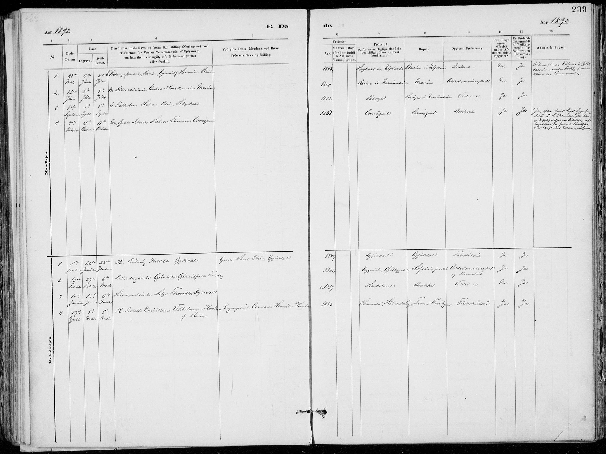 Tinn kirkebøker, SAKO/A-308/F/Fa/L0007: Parish register (official) no. I 7, 1878-1922, p. 239