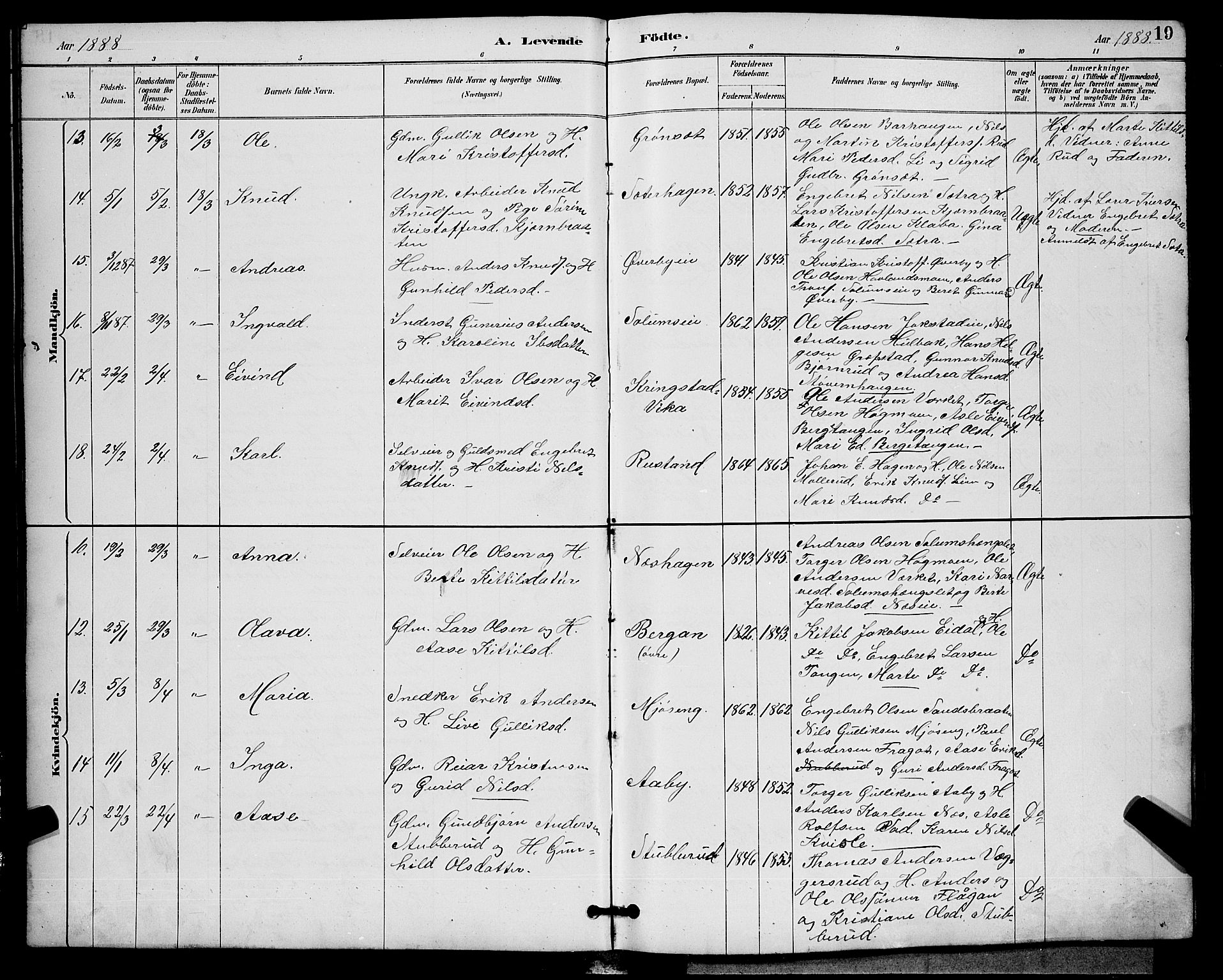 Sigdal kirkebøker, AV/SAKO-A-245/G/Ga/L0005: Parish register (copy) no. I 5, 1886-1900, p. 19