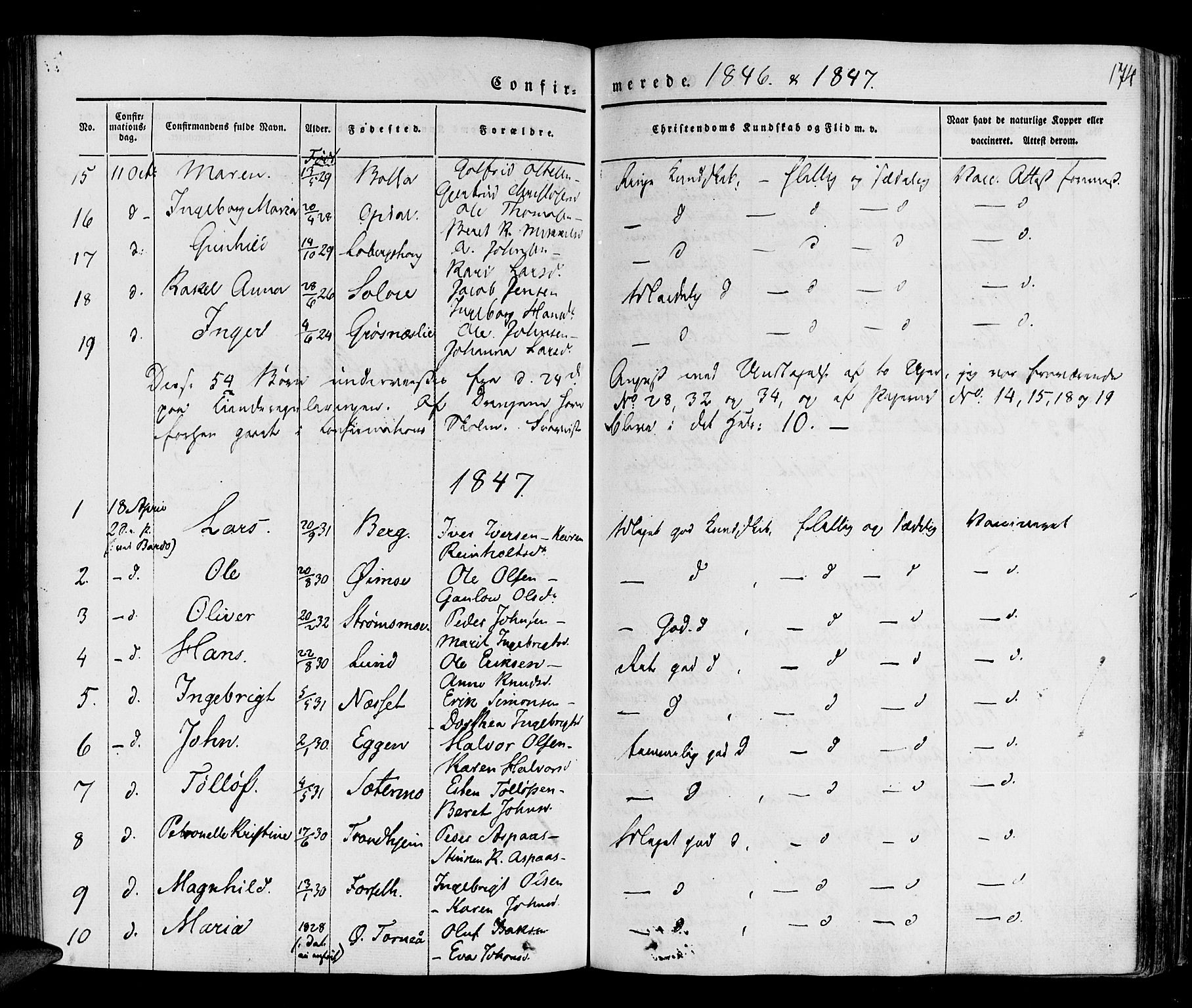 Ibestad sokneprestembete, SATØ/S-0077/H/Ha/Haa/L0006kirke: Parish register (official) no. 6, 1837-1850, p. 174