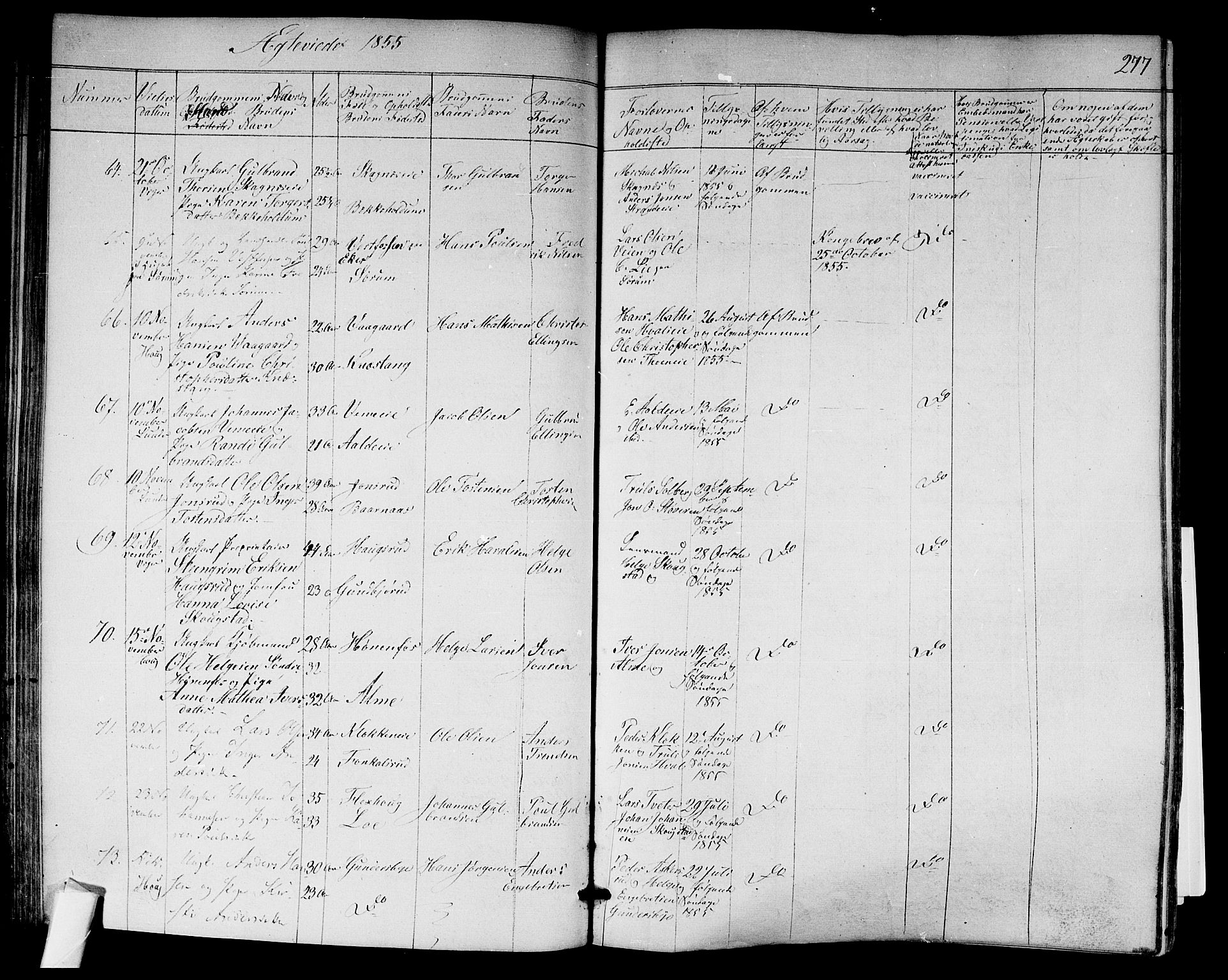 Norderhov kirkebøker, AV/SAKO-A-237/F/Fa/L0011: Parish register (official) no. 11, 1847-1856, p. 277