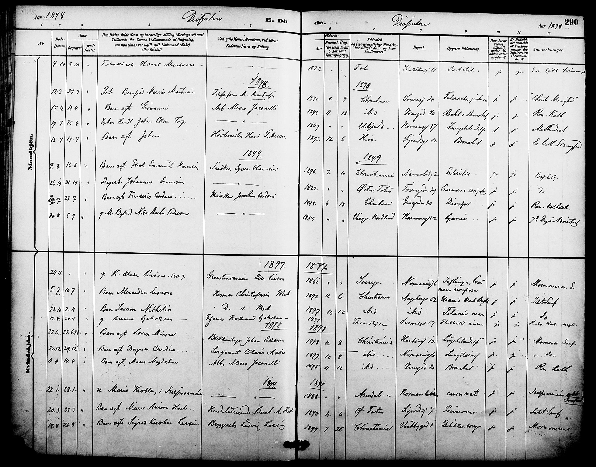 Kampen prestekontor Kirkebøker, AV/SAO-A-10853/F/Fa/L0008: Parish register (official) no. I 8, 1892-1902, p. 290