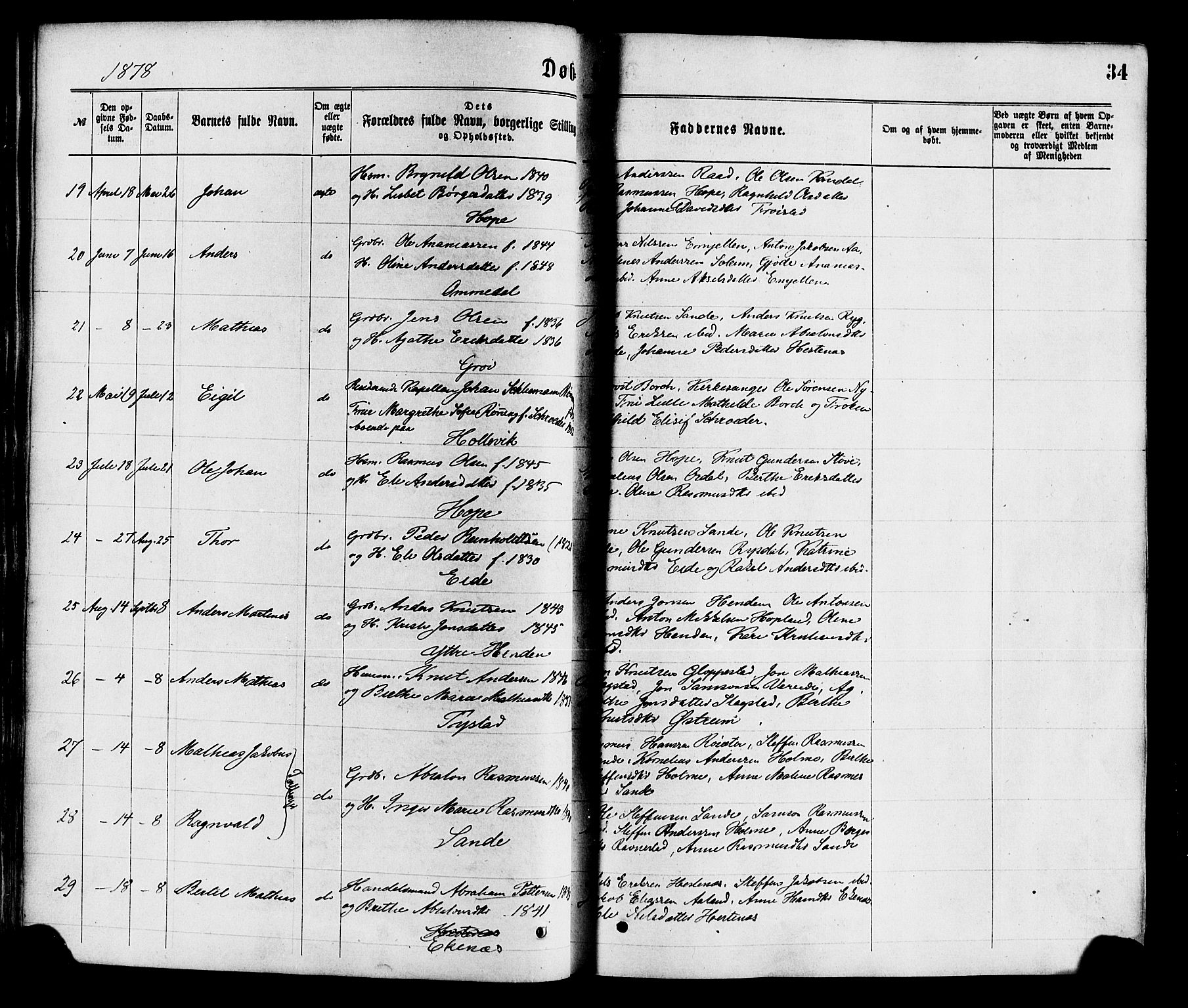 Gloppen sokneprestembete, SAB/A-80101/H/Haa/Haaa/L0010: Parish register (official) no. A 10, 1871-1884, p. 34