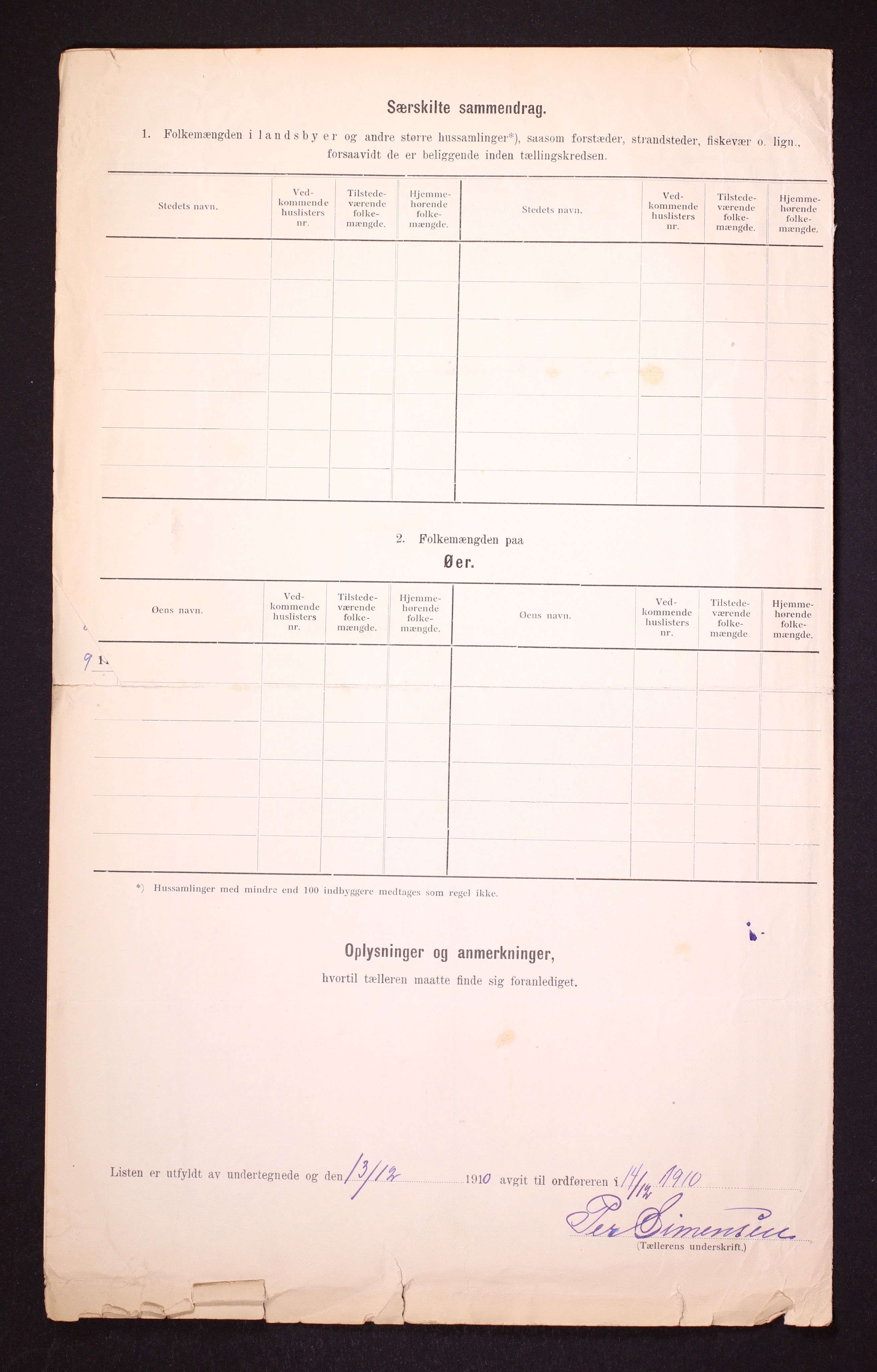 RA, 1910 census for Vinger, 1910, p. 9