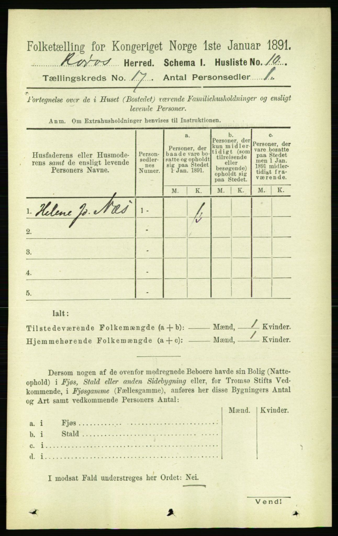 RA, 1891 census for 1640 Røros, 1891, p. 4258