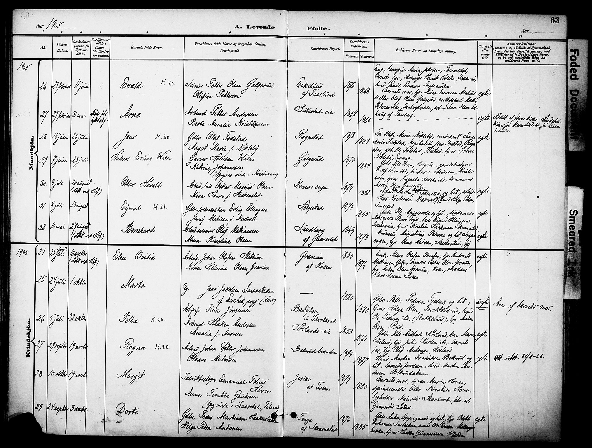 Østre Toten prestekontor, AV/SAH-PREST-104/H/Ha/Haa/L0009: Parish register (official) no. 9, 1897-1913, p. 63