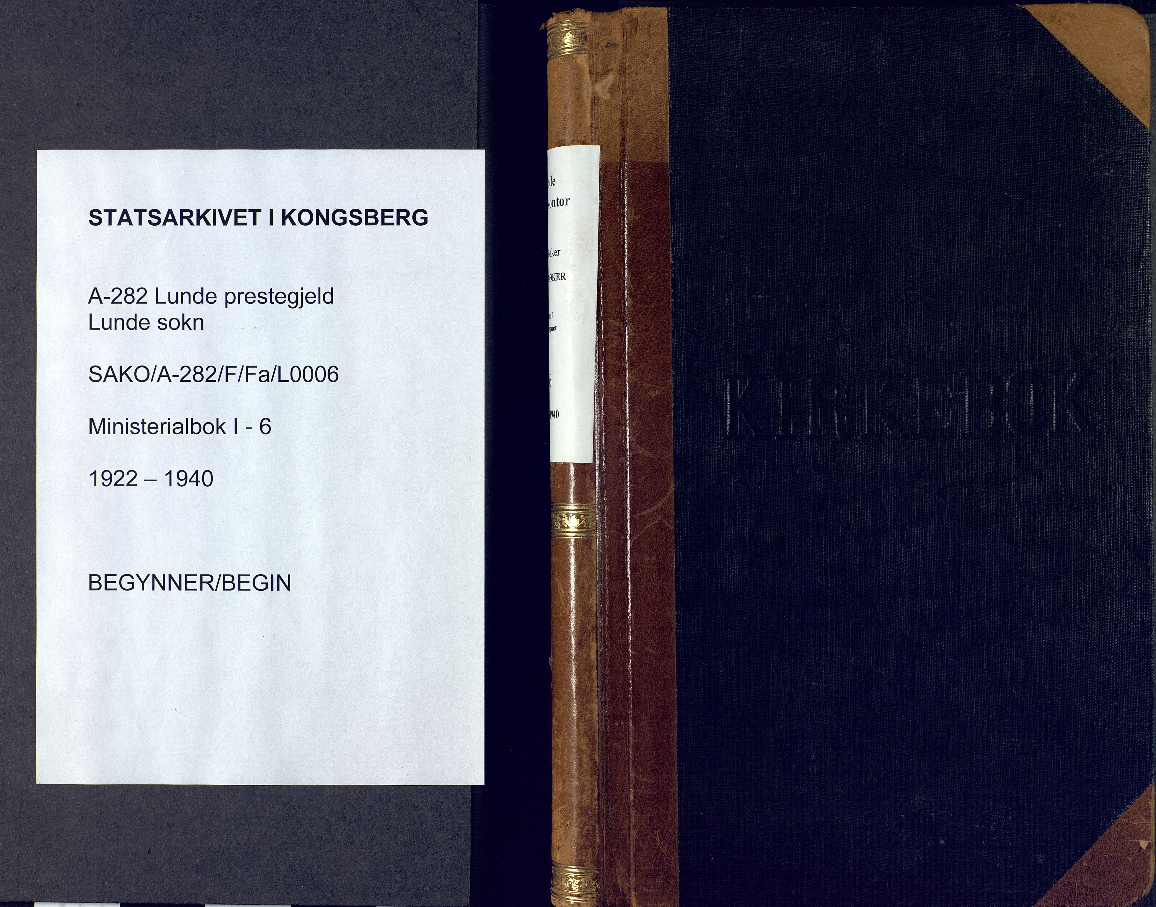 Lunde kirkebøker, SAKO/A-282/F/Fa/L0006: Parish register (official) no. I 6, 1922-1940