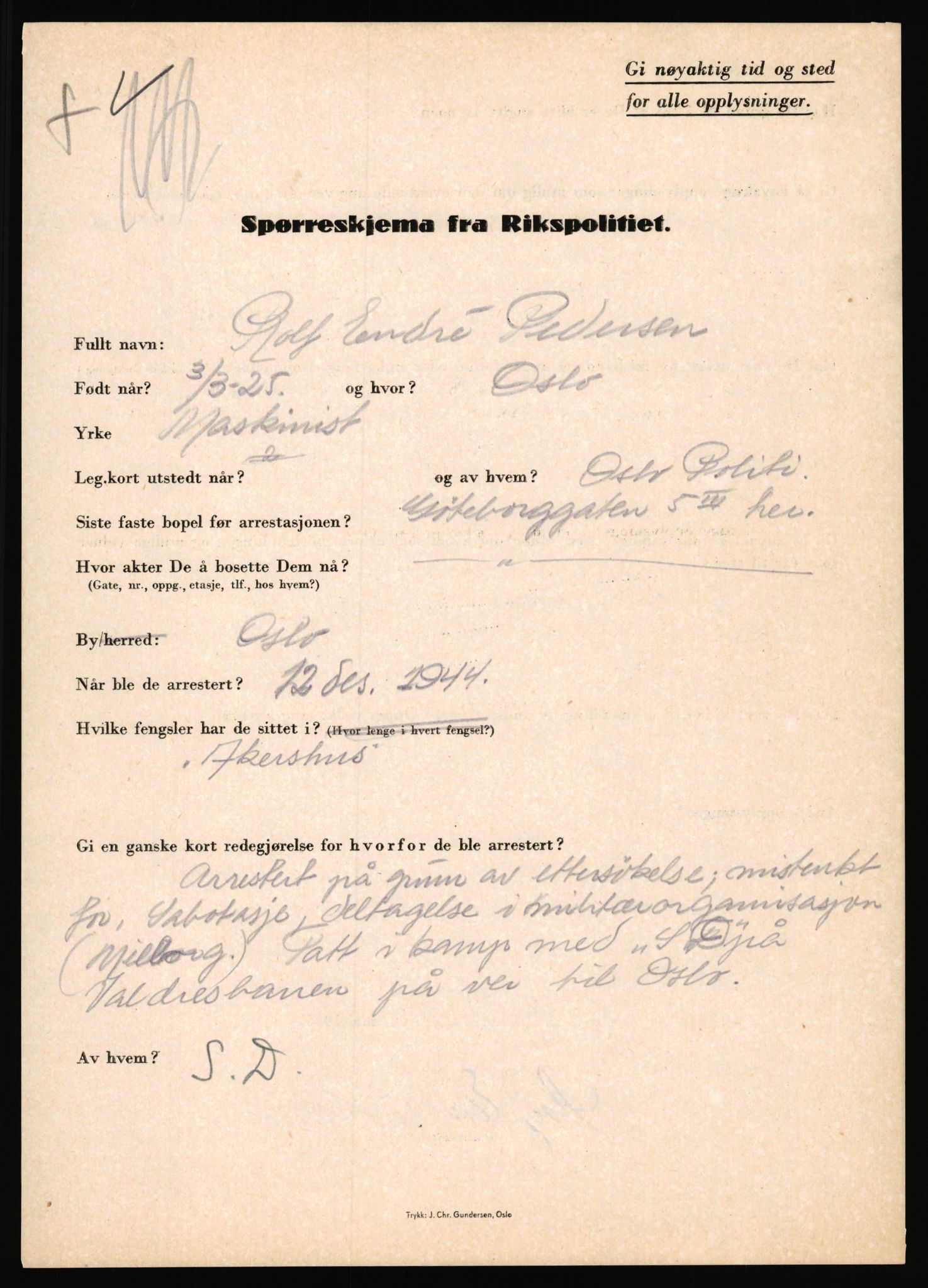 Rikspolitisjefen, AV/RA-S-1560/L/L0013: Noss, Eirik - Petrussen, Sigurd, 1940-1945, p. 1135