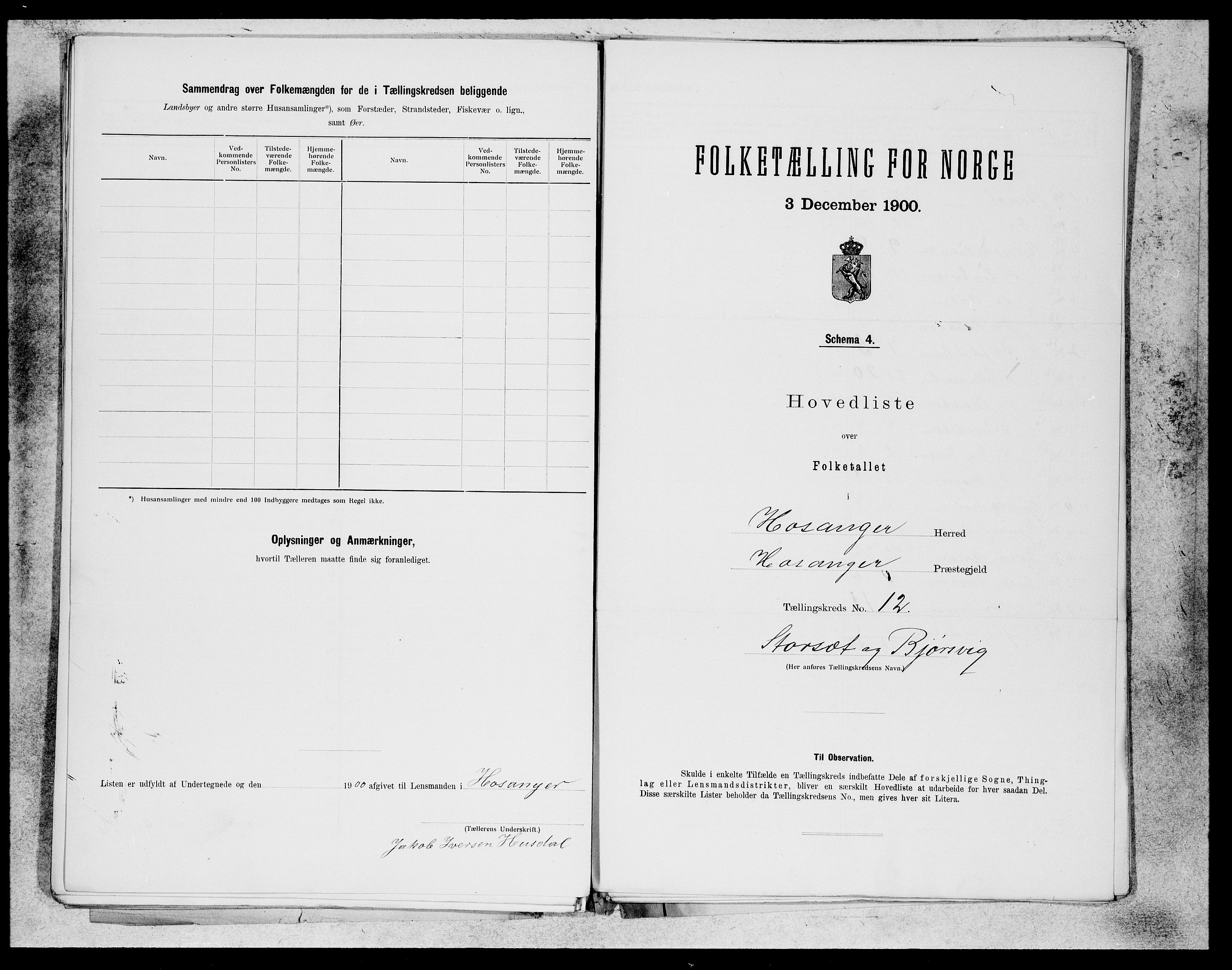 SAB, 1900 census for Hosanger, 1900, p. 23