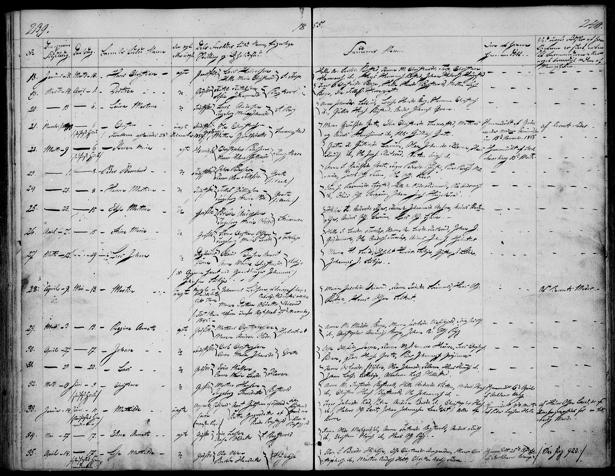 Våle kirkebøker, SAKO/A-334/F/Fa/L0009a: Parish register (official) no. I 9A, 1839-1860, p. 239-240