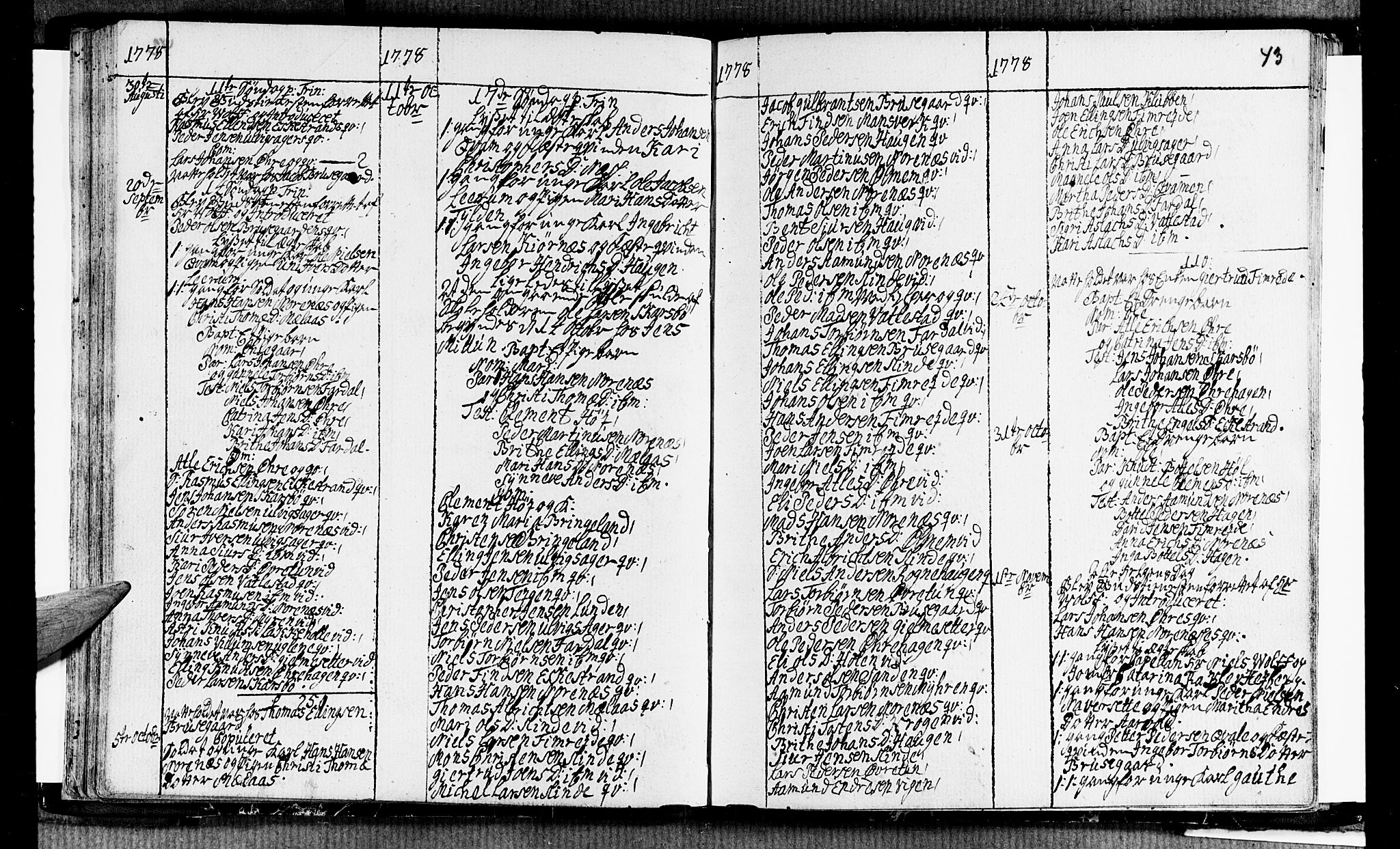 Sogndal sokneprestembete, AV/SAB-A-81301/H/Haa/Haaa/L0006: Parish register (official) no. A 6, 1770-1782, p. 43