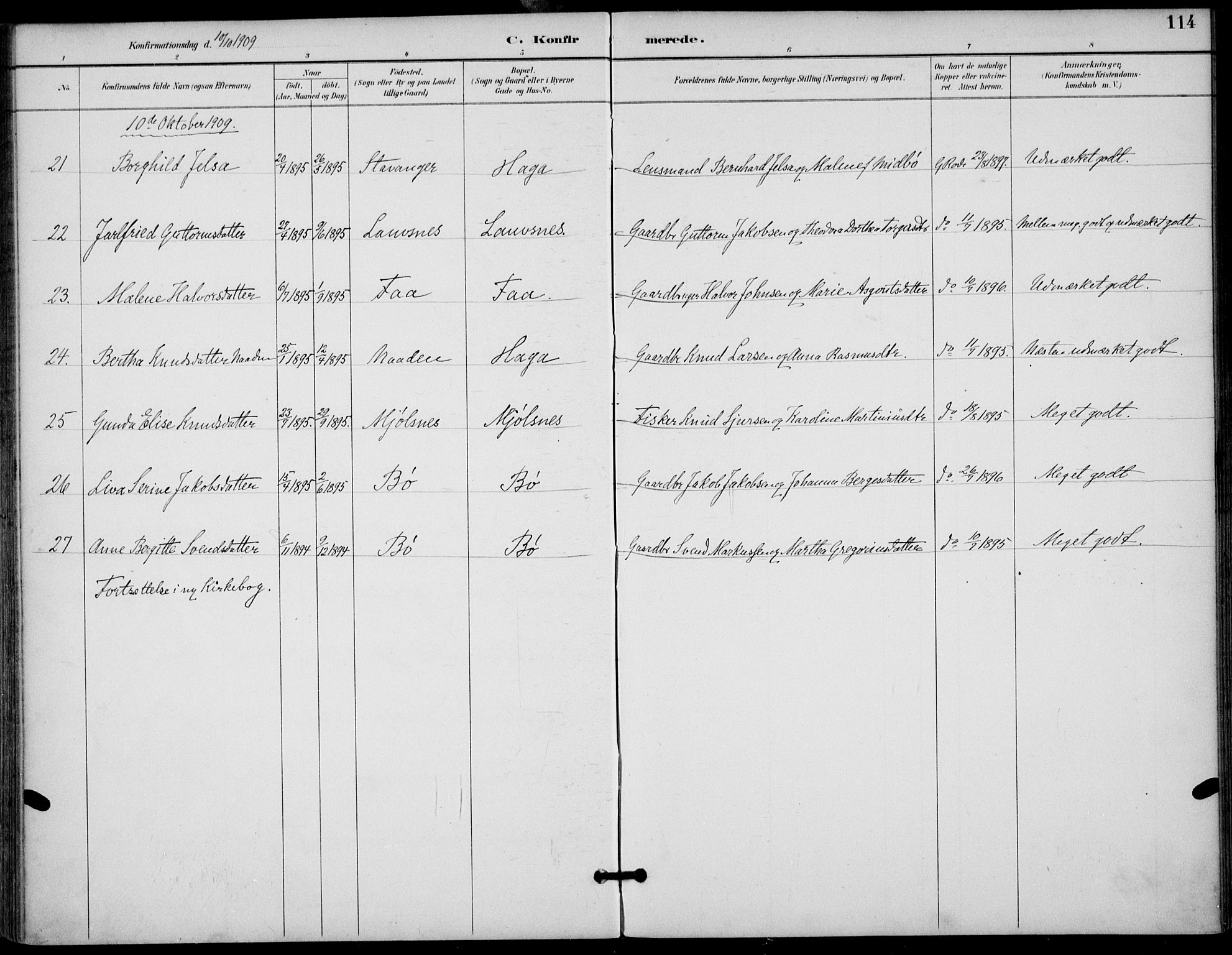 Finnøy sokneprestkontor, AV/SAST-A-101825/H/Ha/Haa/L0011: Parish register (official) no. A 11, 1891-1910, p. 114