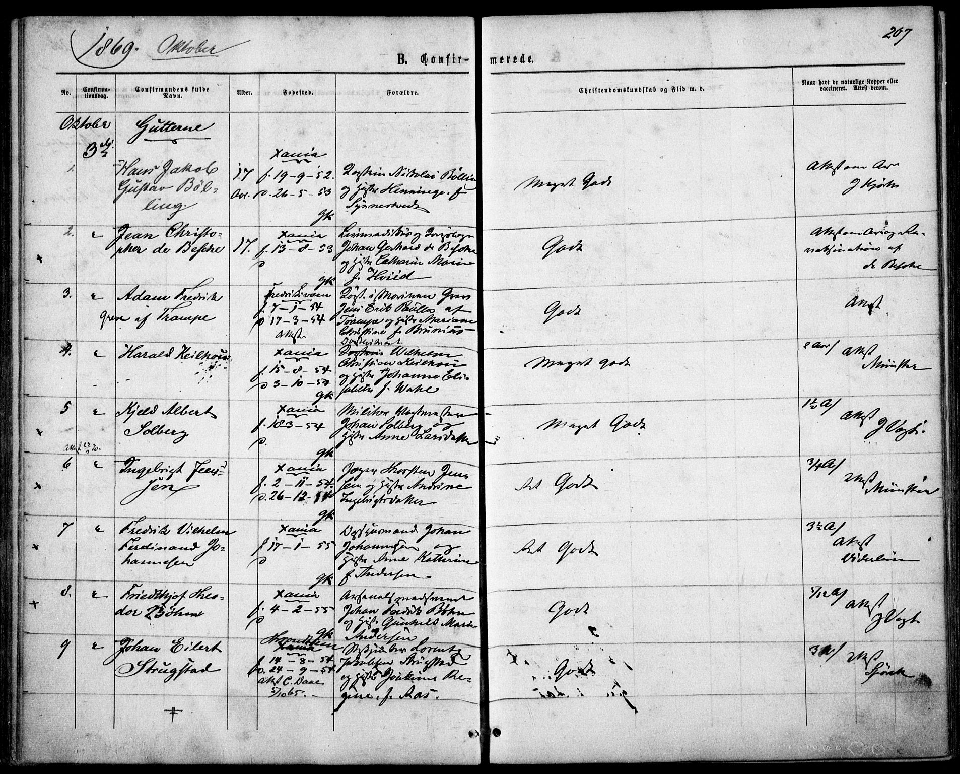 Garnisonsmenigheten Kirkebøker, SAO/A-10846/F/Fa/L0010: Parish register (official) no. 10, 1859-1869, p. 207