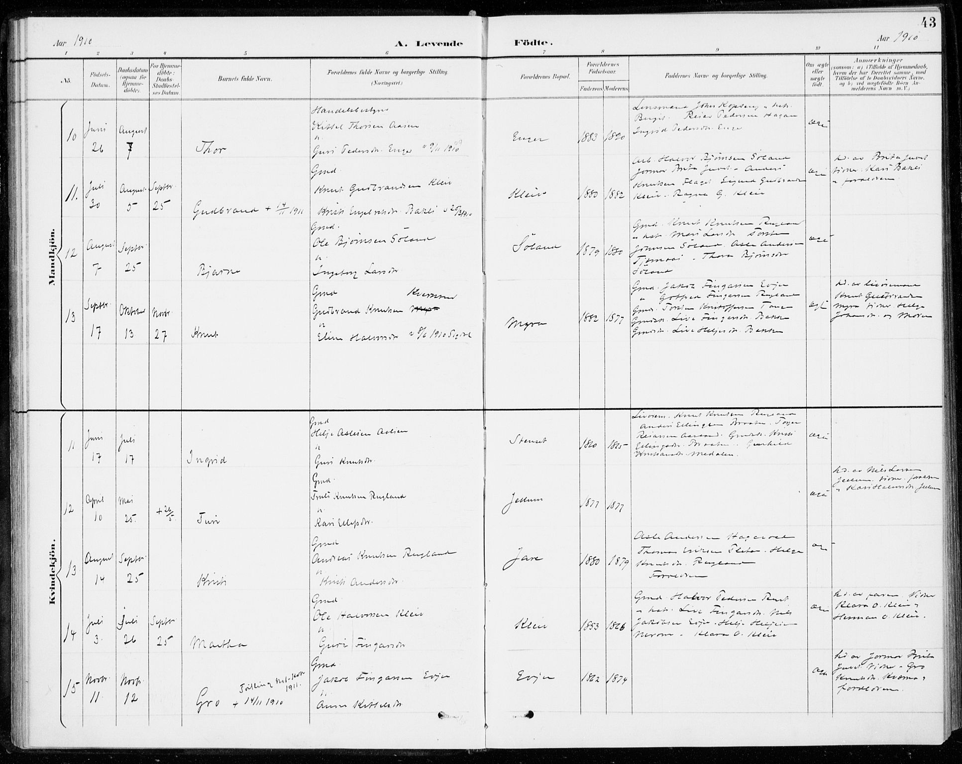 Sigdal kirkebøker, AV/SAKO-A-245/F/Fc/L0002: Parish register (official) no. III 2, 1894-1911, p. 43