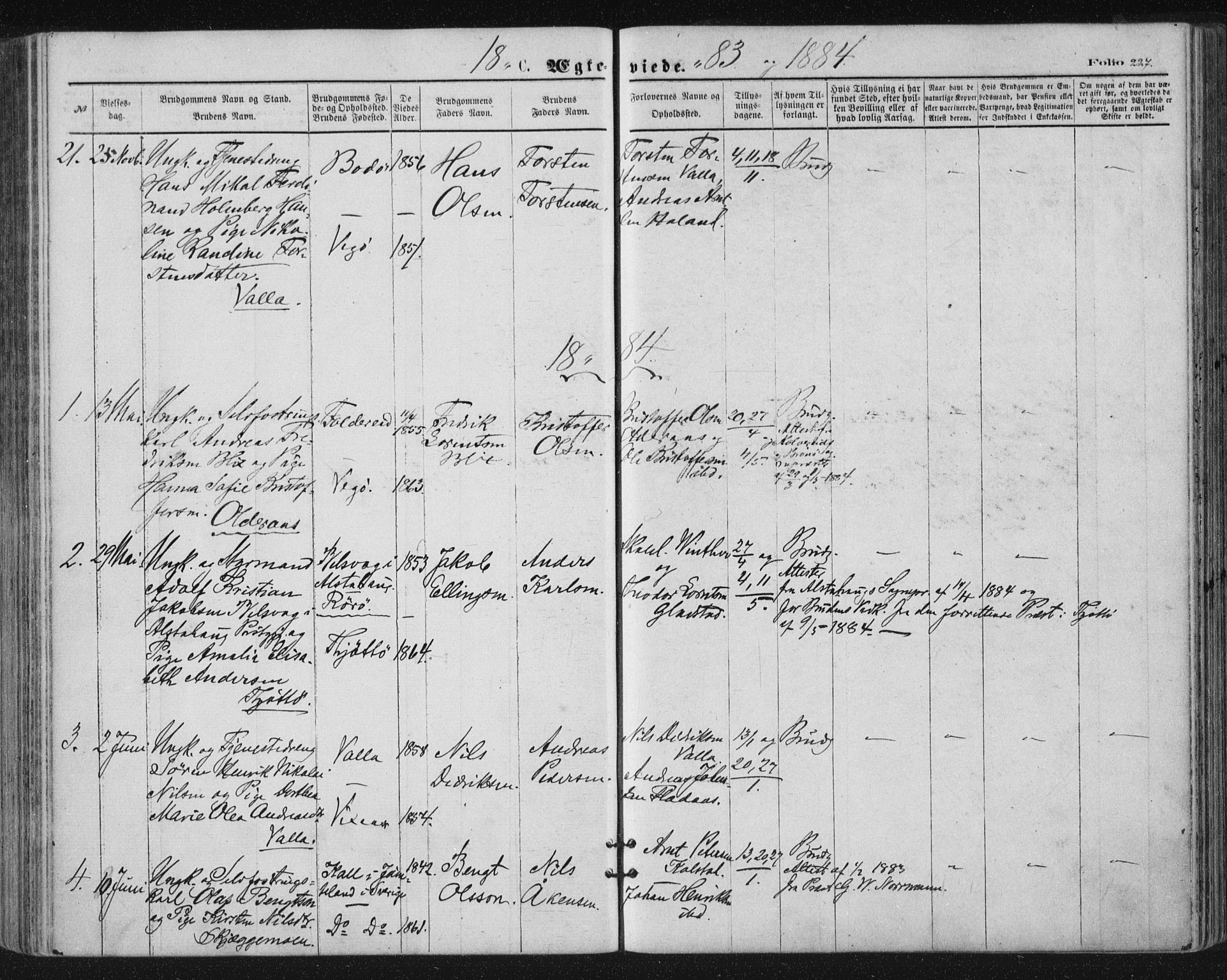 Ministerialprotokoller, klokkerbøker og fødselsregistre - Nordland, SAT/A-1459/816/L0241: Parish register (official) no. 816A07, 1870-1885, p. 227