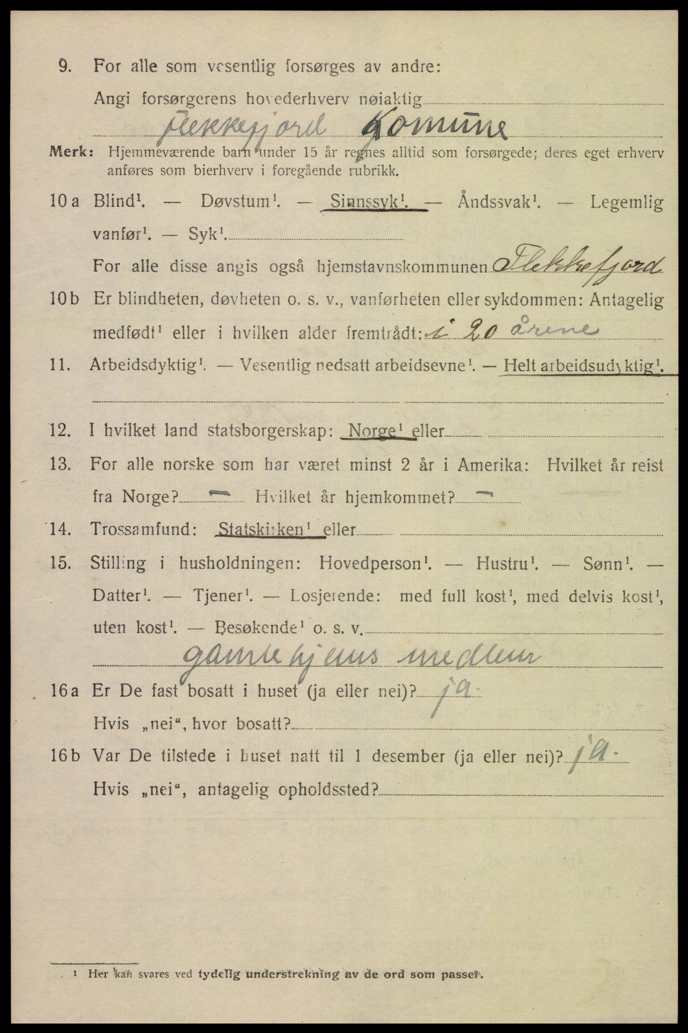 SAK, 1920 census for Flekkefjord, 1920, p. 2007