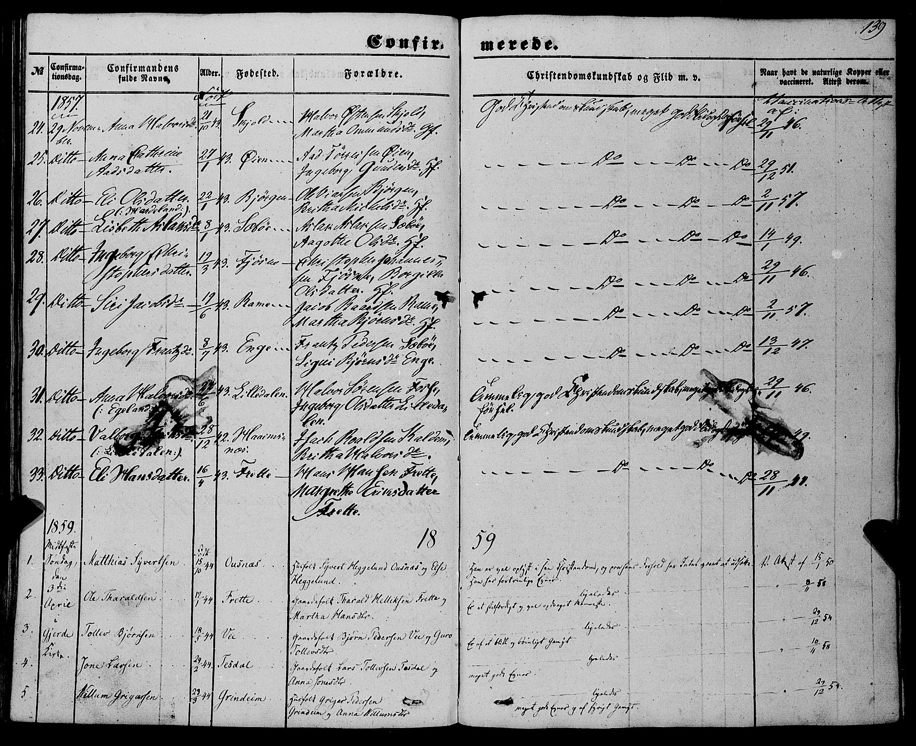 Etne sokneprestembete, AV/SAB-A-75001/H/Haa: Parish register (official) no. A 8, 1848-1862, p. 139