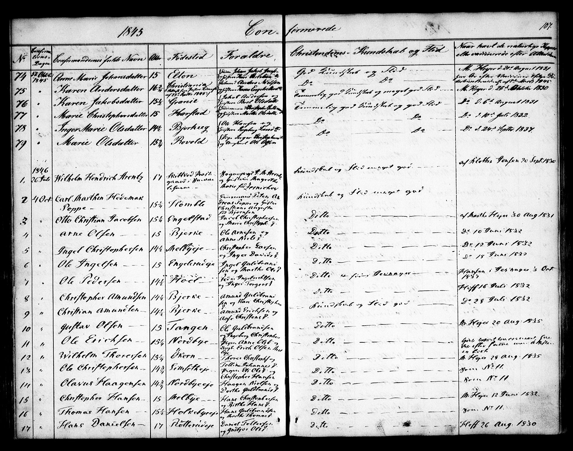 Nannestad prestekontor Kirkebøker, SAO/A-10414a/F/Fa/L0010: Parish register (official) no. I 10, 1840-1850, p. 107
