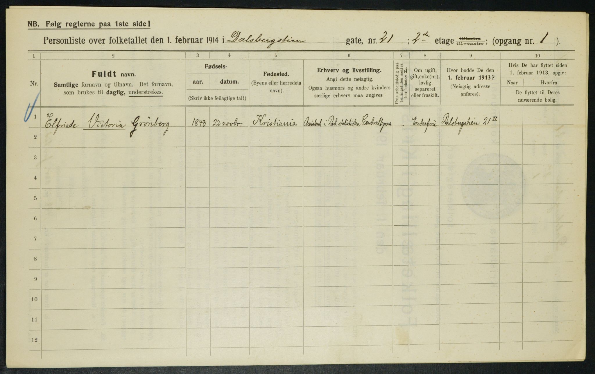 OBA, Municipal Census 1914 for Kristiania, 1914, p. 14504