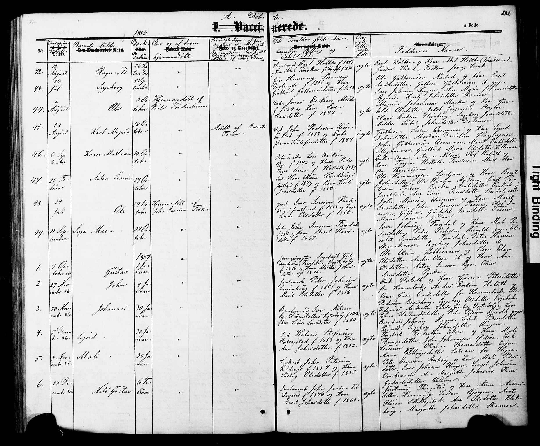 Ministerialprotokoller, klokkerbøker og fødselsregistre - Nord-Trøndelag, AV/SAT-A-1458/706/L0049: Parish register (copy) no. 706C01, 1864-1895, p. 282