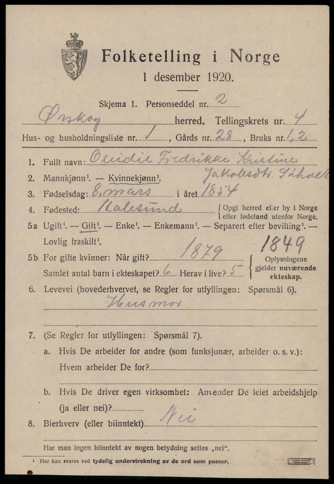 SAT, 1920 census for Ørskog, 1920, p. 2194