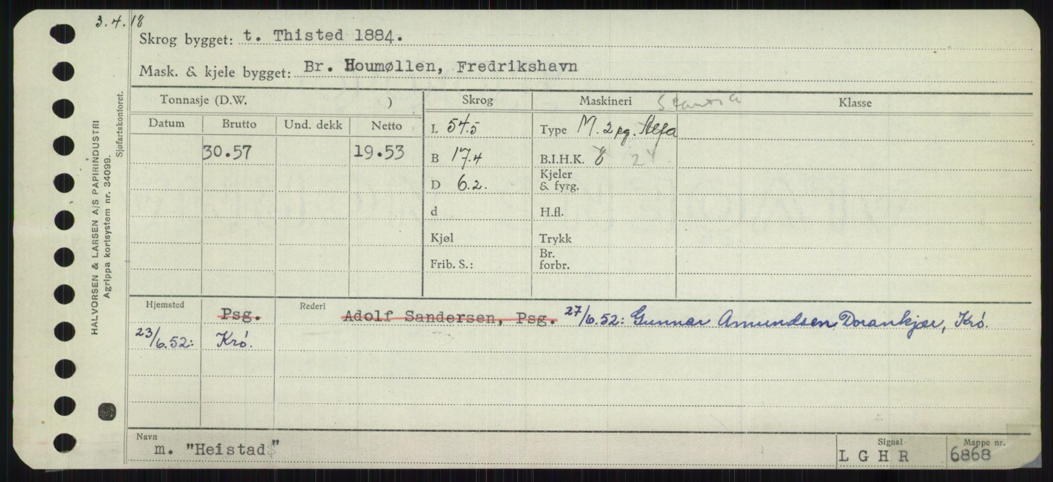 Sjøfartsdirektoratet med forløpere, Skipsmålingen, RA/S-1627/H/Ha/L0002/0002: Fartøy, Eik-Hill / Fartøy, G-Hill, p. 767