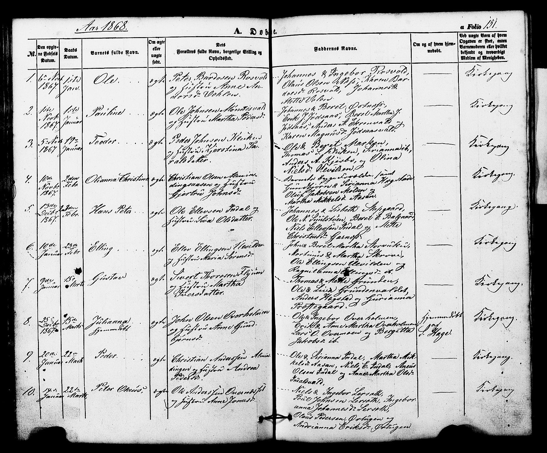Ministerialprotokoller, klokkerbøker og fødselsregistre - Nord-Trøndelag, SAT/A-1458/724/L0268: Parish register (copy) no. 724C04, 1846-1878, p. 151