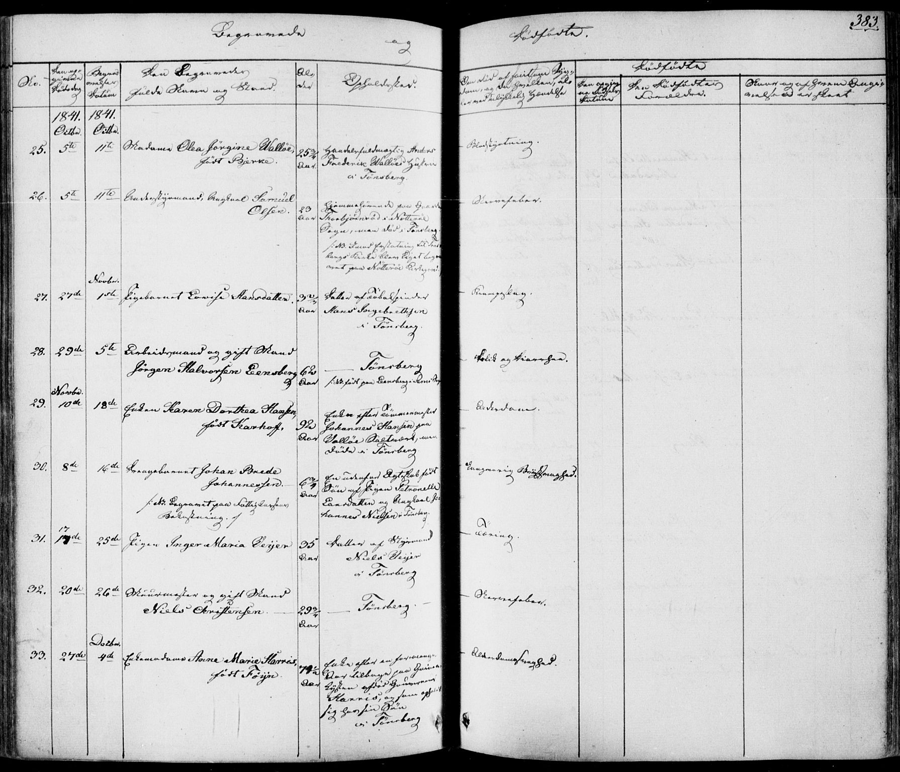 Tønsberg kirkebøker, AV/SAKO-A-330/F/Fa/L0006: Parish register (official) no. I 6, 1836-1844, p. 383