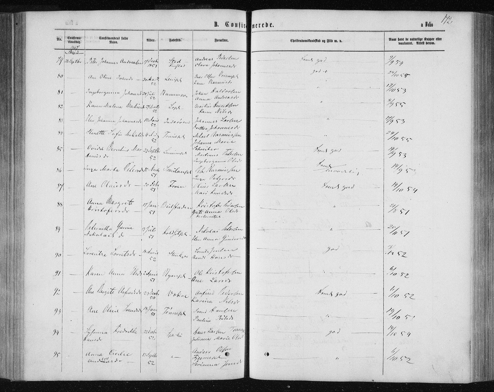 Ministerialprotokoller, klokkerbøker og fødselsregistre - Nord-Trøndelag, AV/SAT-A-1458/735/L0345: Parish register (official) no. 735A08 /1, 1863-1872, p. 172