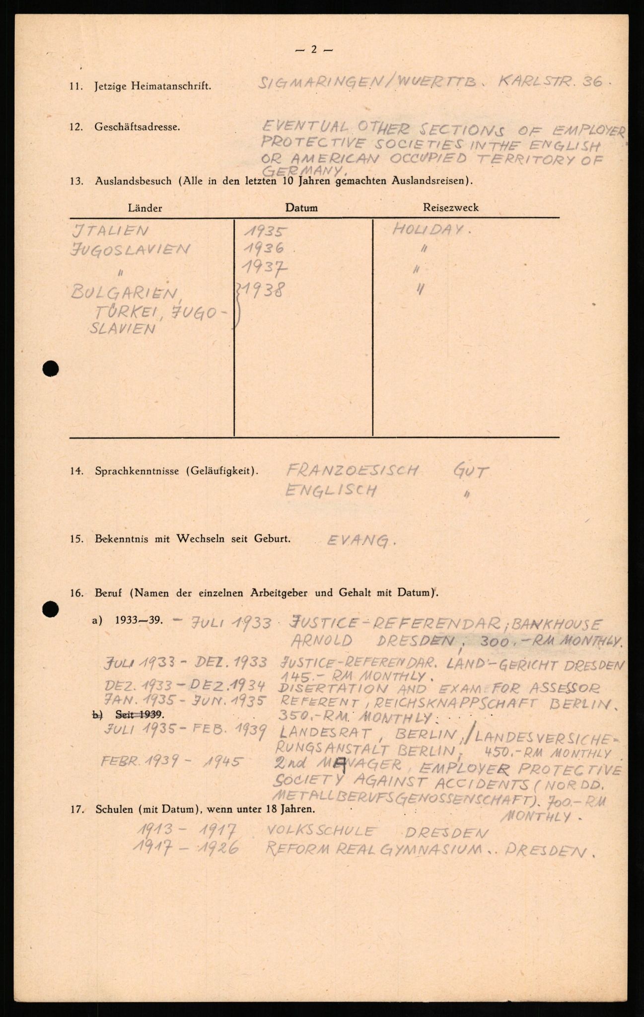 Forsvaret, Forsvarets overkommando II, AV/RA-RAFA-3915/D/Db/L0024: CI Questionaires. Tyske okkupasjonsstyrker i Norge. Tyskere., 1945-1946, p. 131