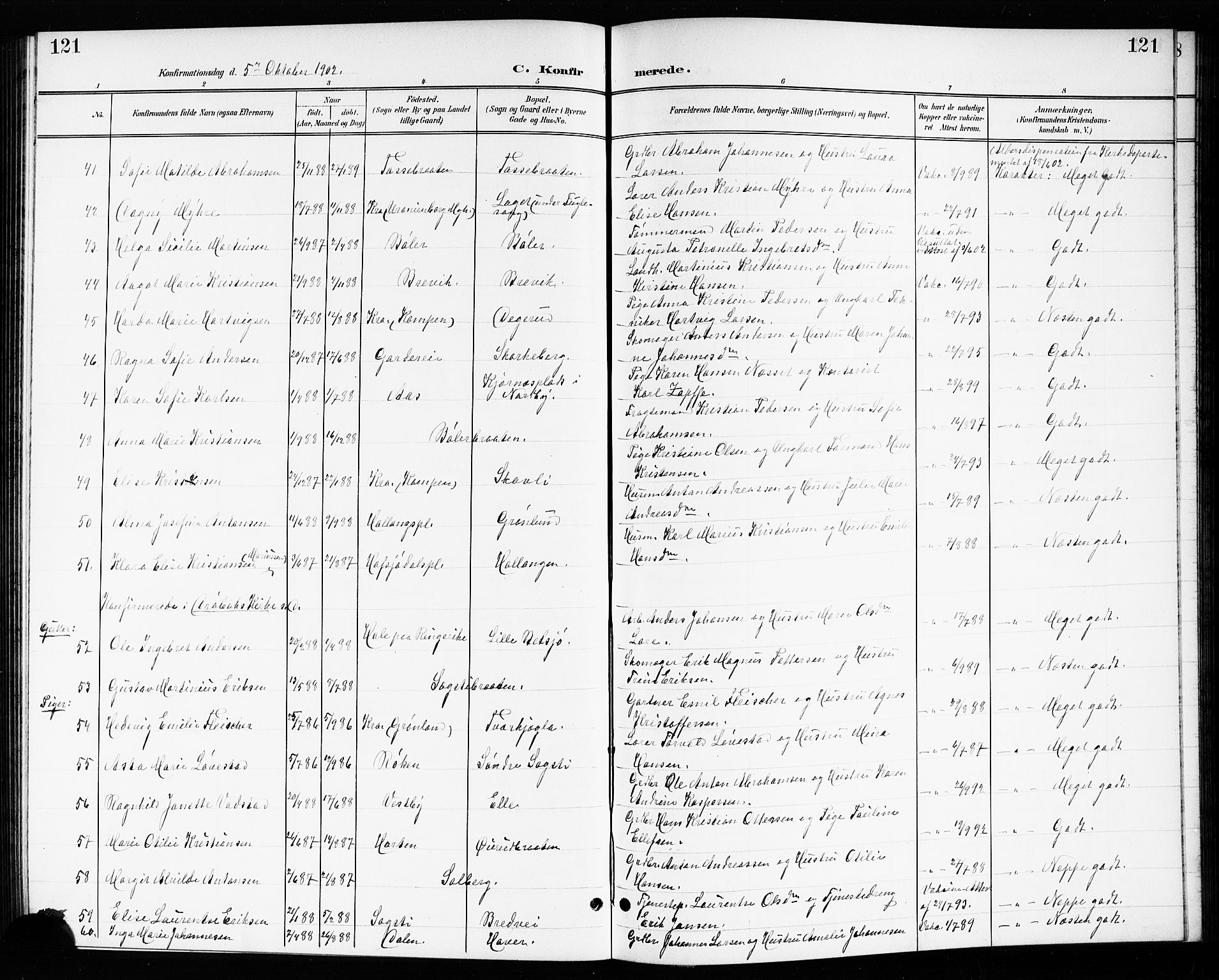 Drøbak prestekontor Kirkebøker, SAO/A-10142a/G/Gb/L0001: Parish register (copy) no. II 1, 1901-1919, p. 121