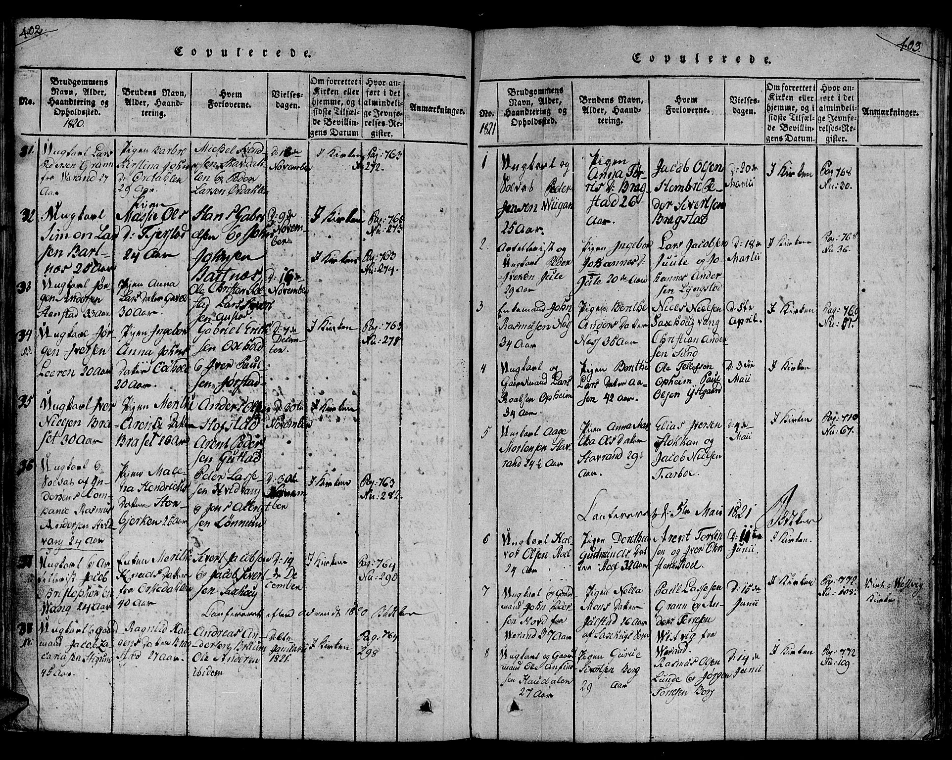 Ministerialprotokoller, klokkerbøker og fødselsregistre - Nord-Trøndelag, AV/SAT-A-1458/730/L0275: Parish register (official) no. 730A04, 1816-1822, p. 402-403