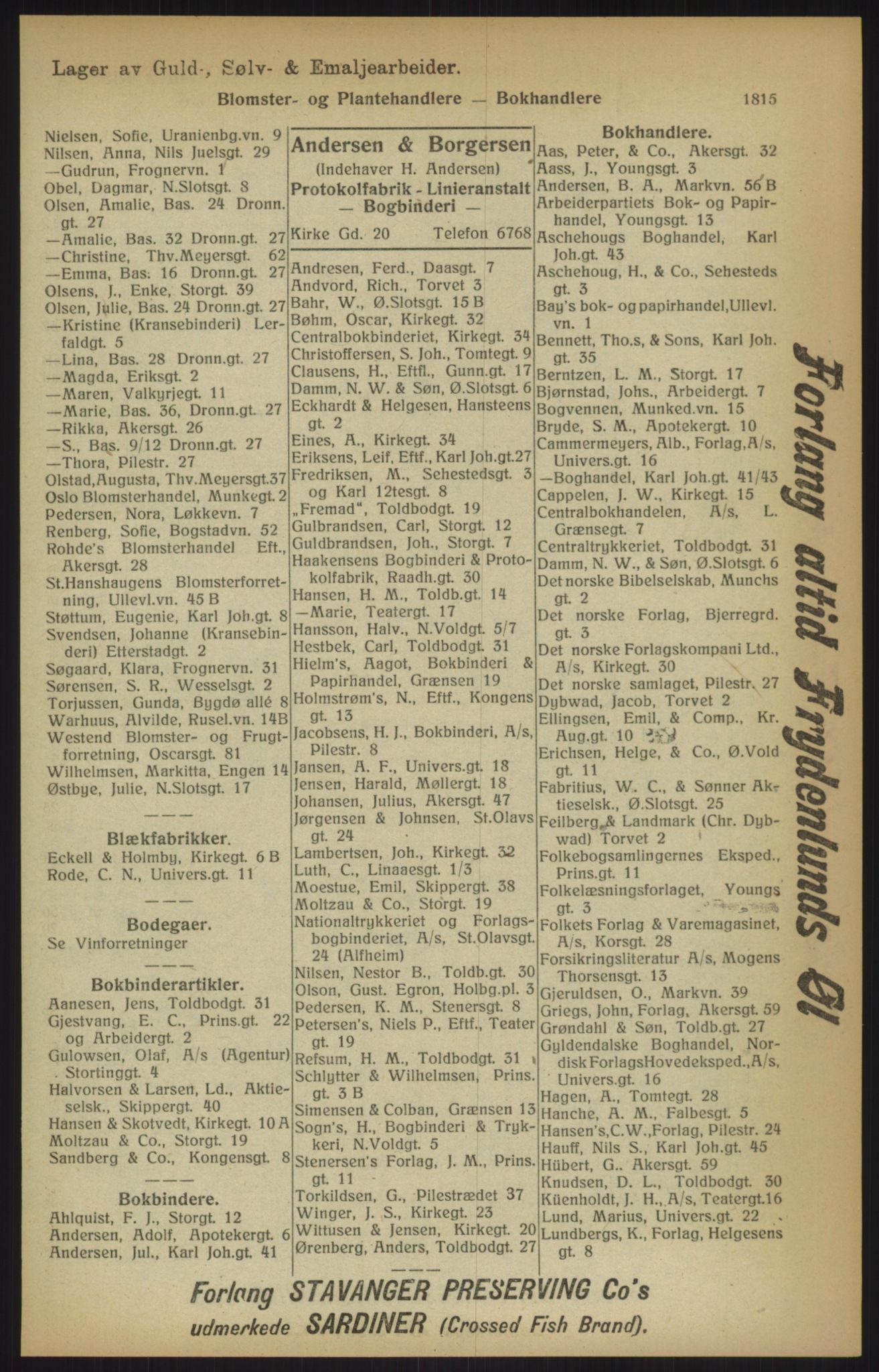 Kristiania/Oslo adressebok, PUBL/-, 1915, p. 1815