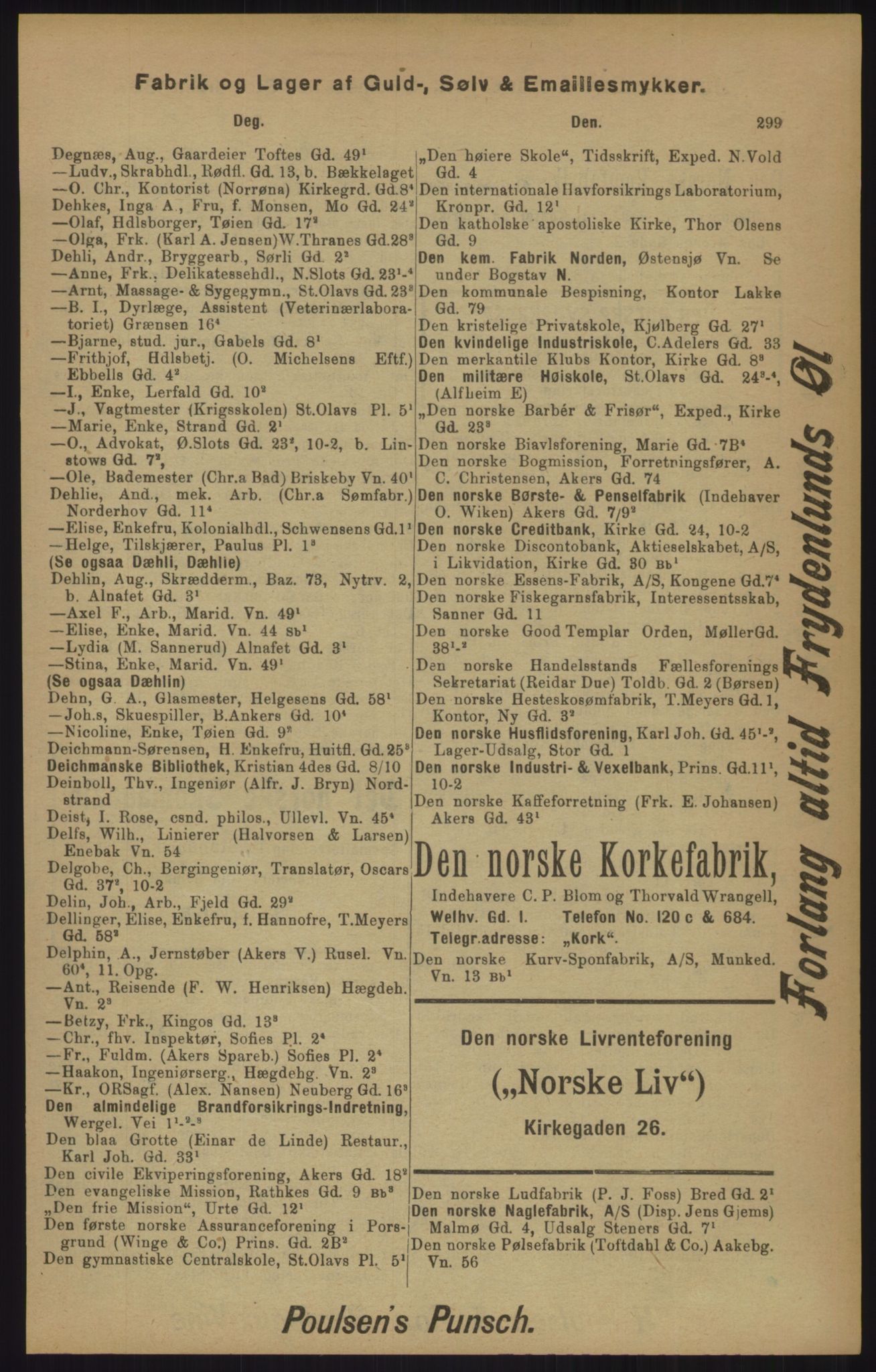 Kristiania/Oslo adressebok, PUBL/-, 1905, p. 299