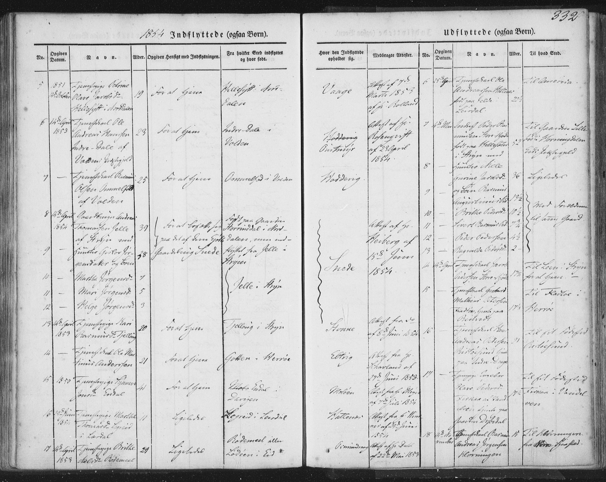 Selje sokneprestembete, SAB/A-99938/H/Ha/Haa/Haaa: Parish register (official) no. A 10, 1844-1858, p. 332