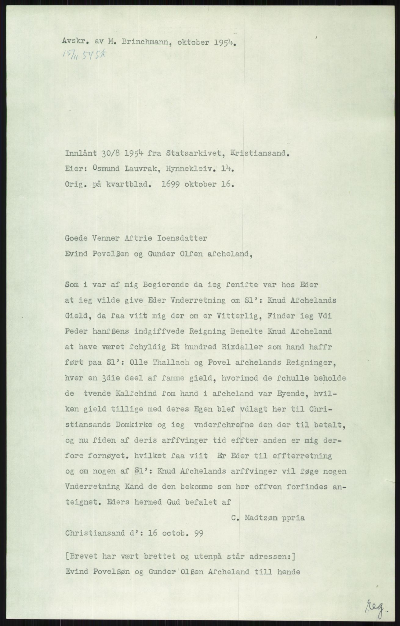 Samlinger til kildeutgivelse, Diplomavskriftsamlingen, AV/RA-EA-4053/H/Ha, p. 3111