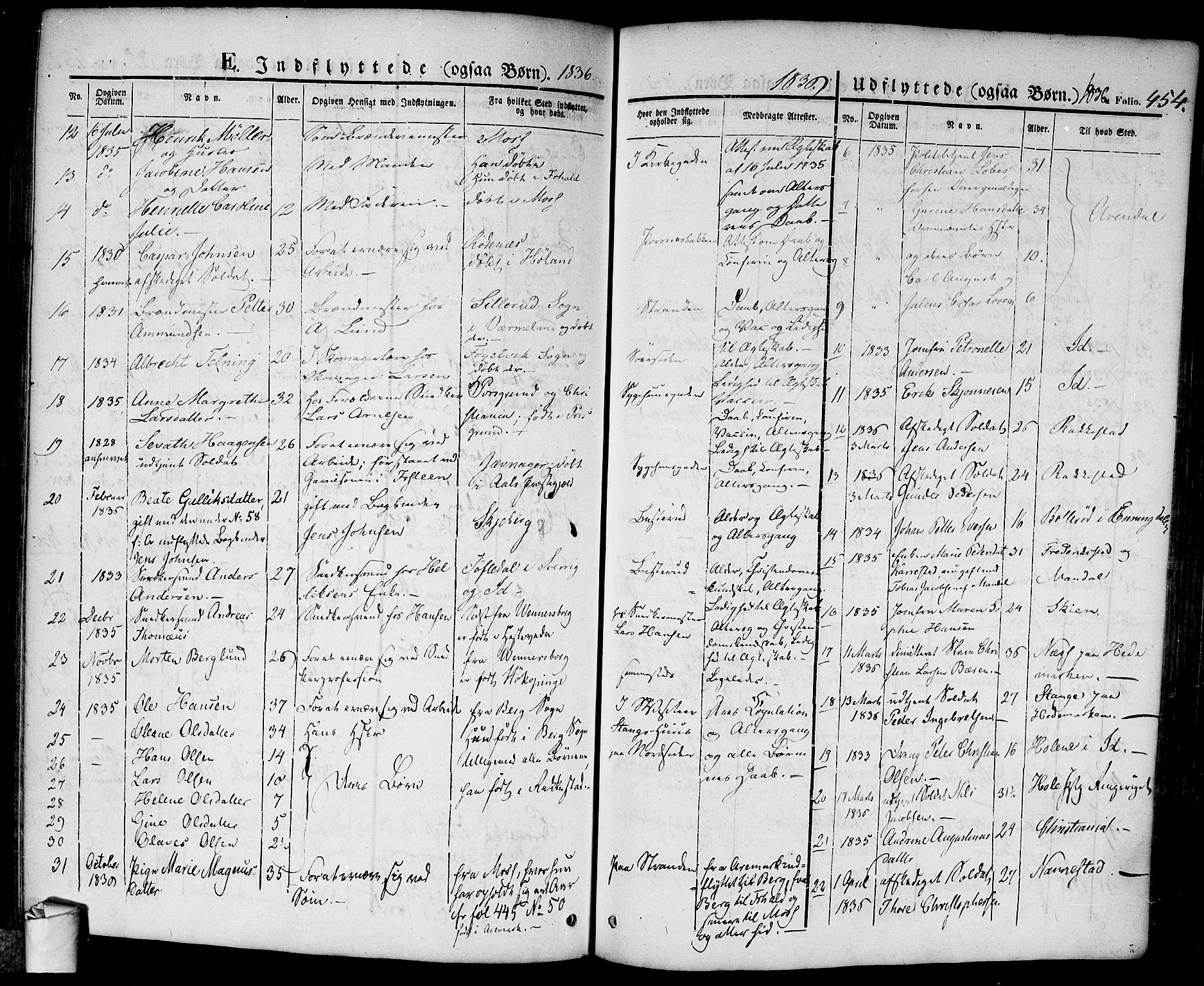 Halden prestekontor Kirkebøker, AV/SAO-A-10909/F/Fa/L0005: Parish register (official) no. I 5, 1834-1845, p. 454