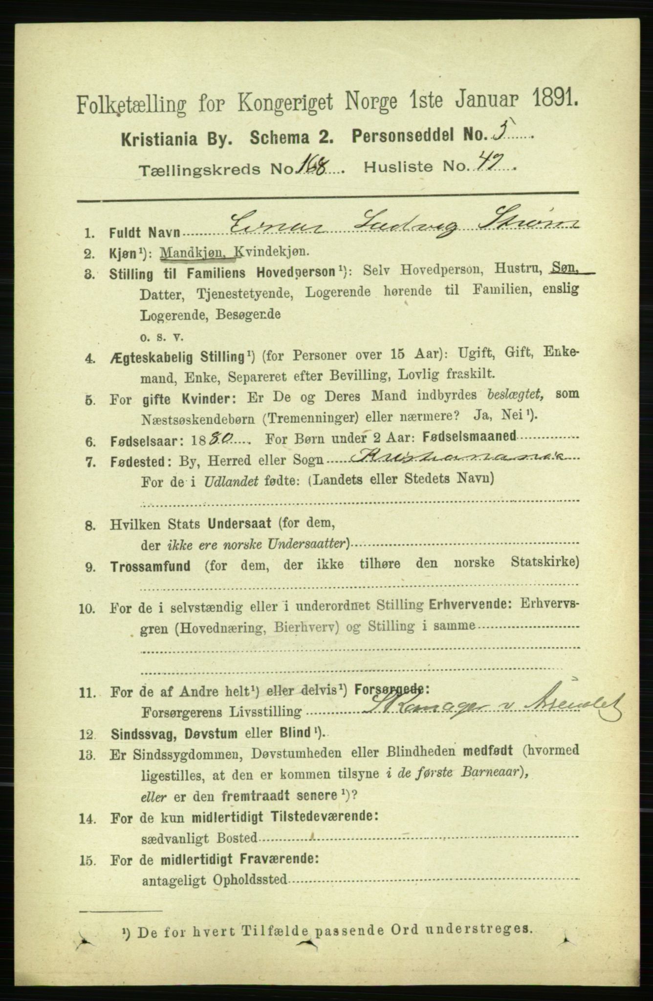 RA, 1891 census for 0301 Kristiania, 1891, p. 98712