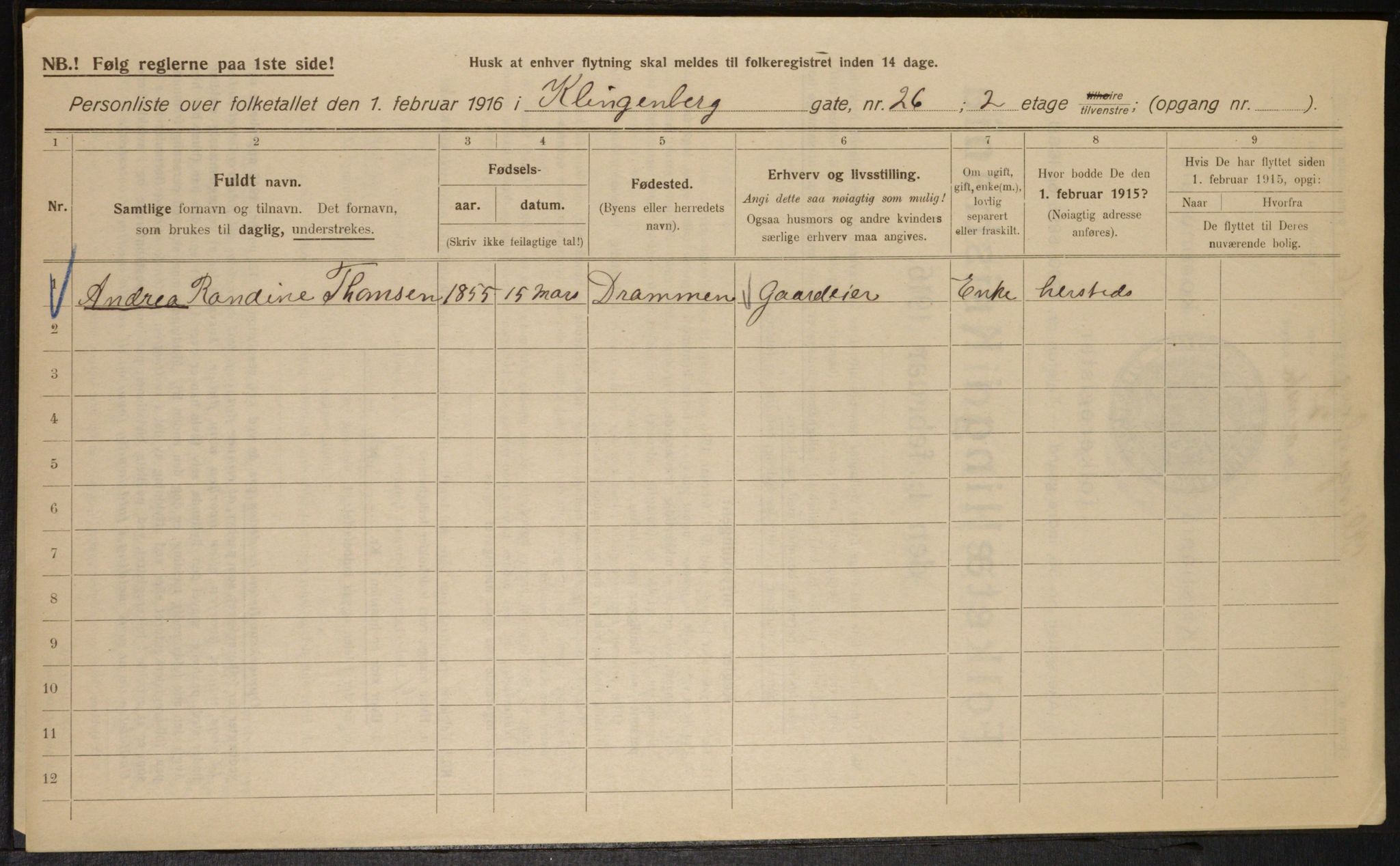 OBA, Municipal Census 1916 for Kristiania, 1916, p. 53189