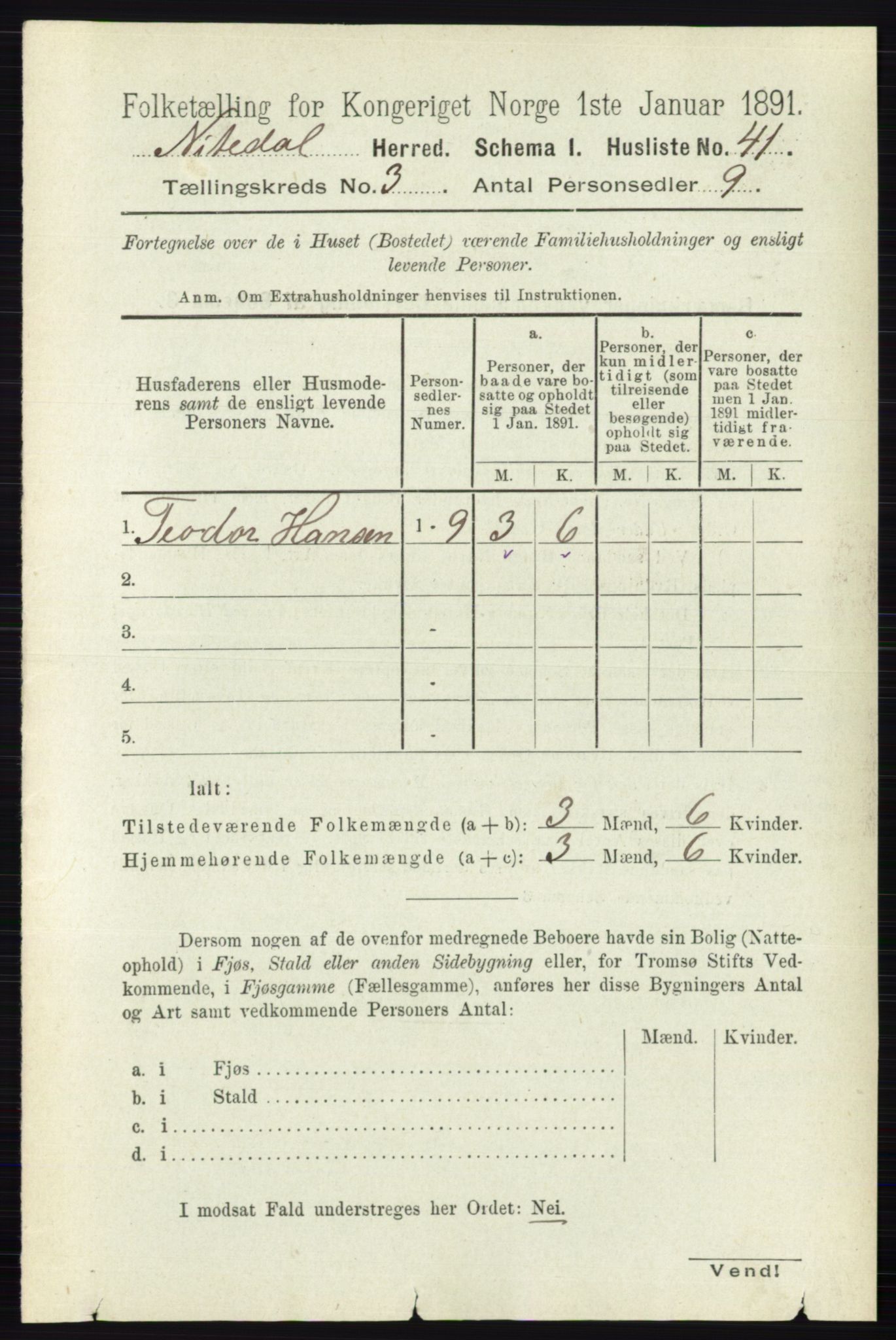 RA, 1891 census for 0233 Nittedal, 1891, p. 1166