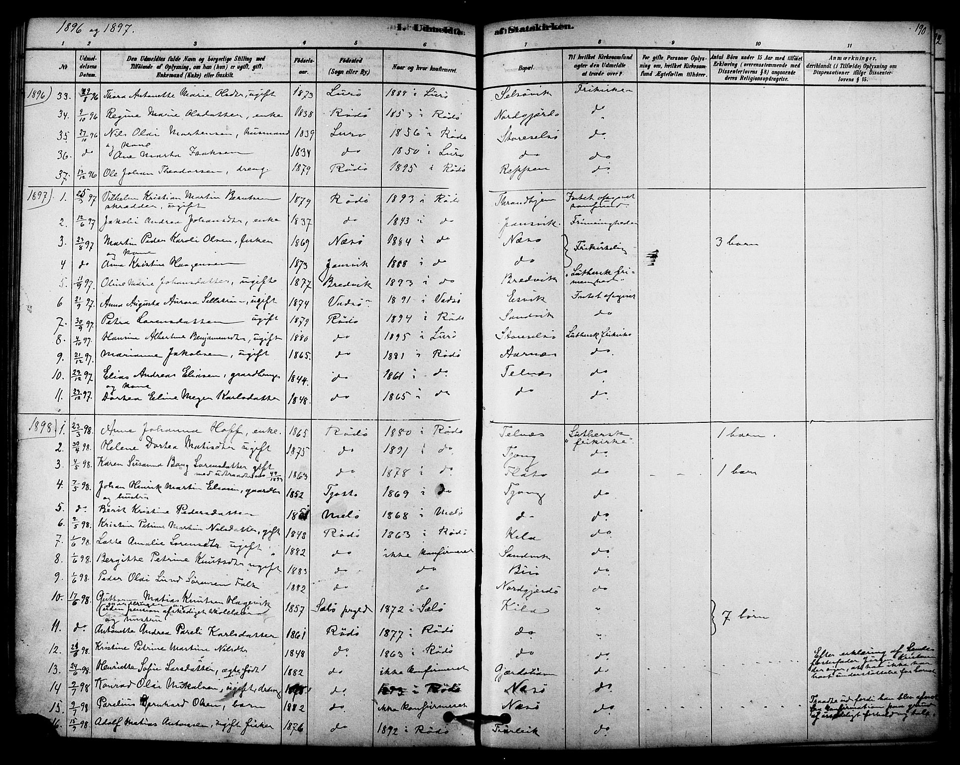 Ministerialprotokoller, klokkerbøker og fødselsregistre - Nordland, SAT/A-1459/841/L0609: Parish register (official) no. 841A13, 1878-1902, p. 190