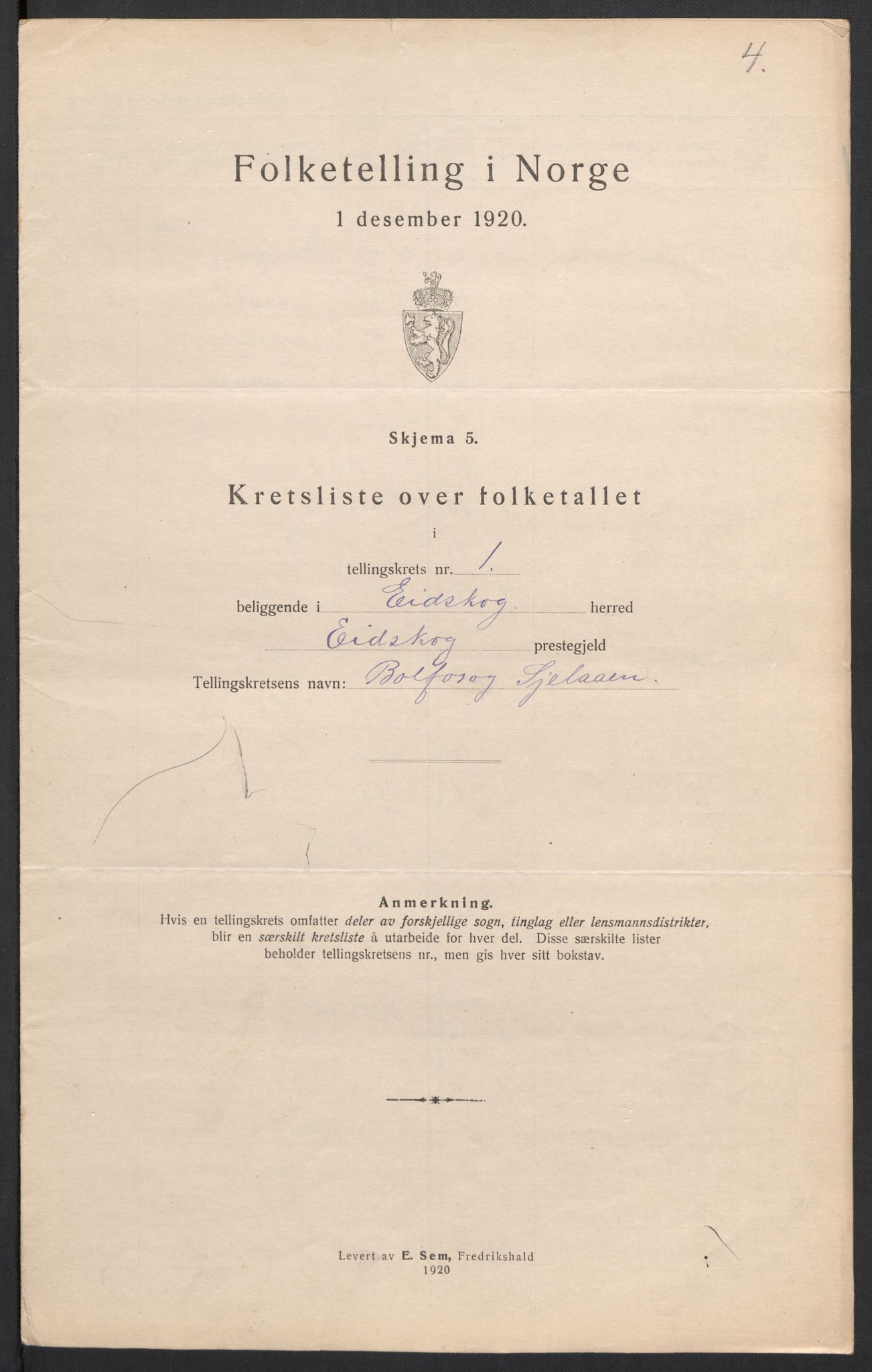 SAH, 1920 census for Eidskog, 1920, p. 7